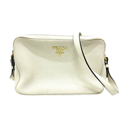 Prada Saffiano, White, Leather, shoulder
