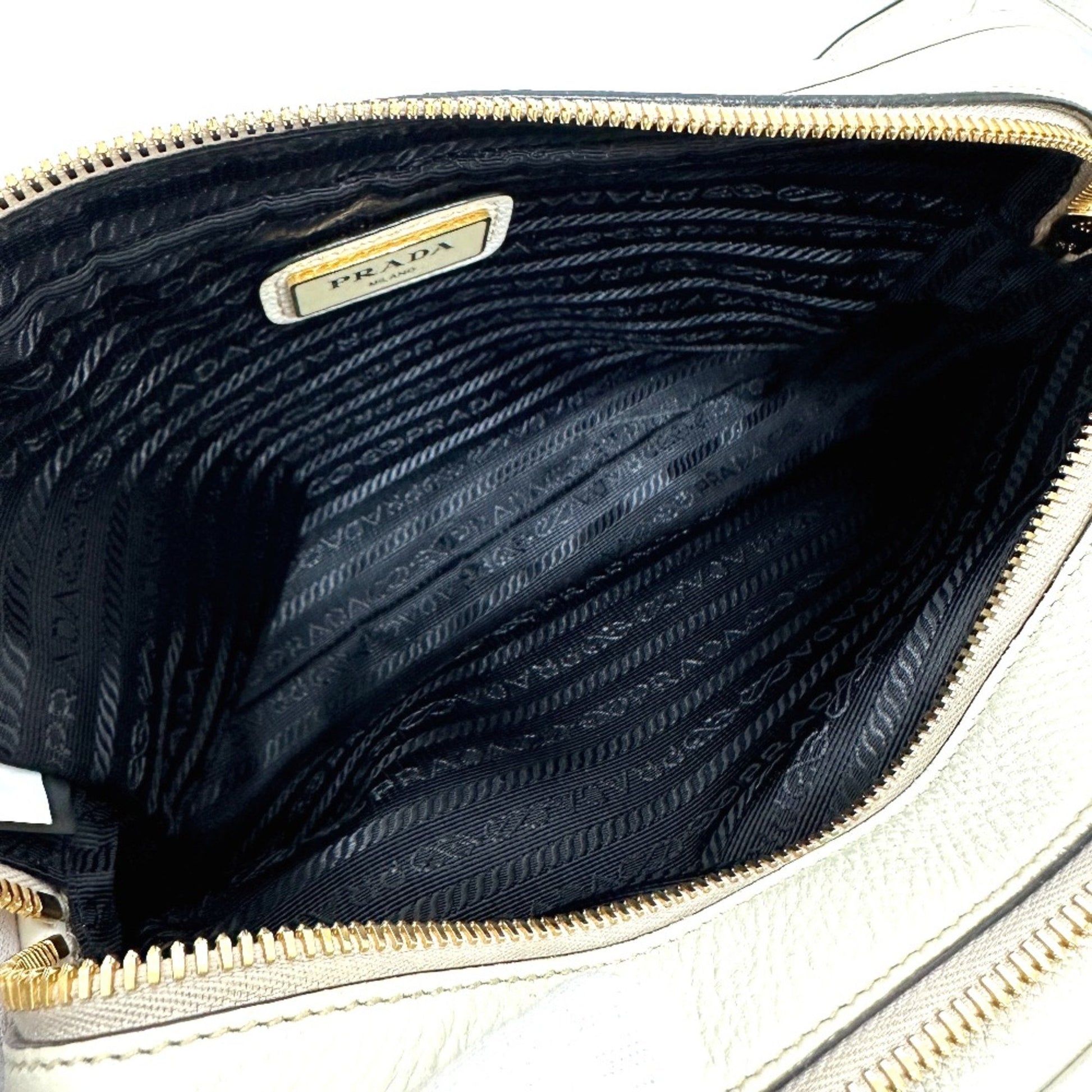 Prada Saffiano, White, Leather, shoulder