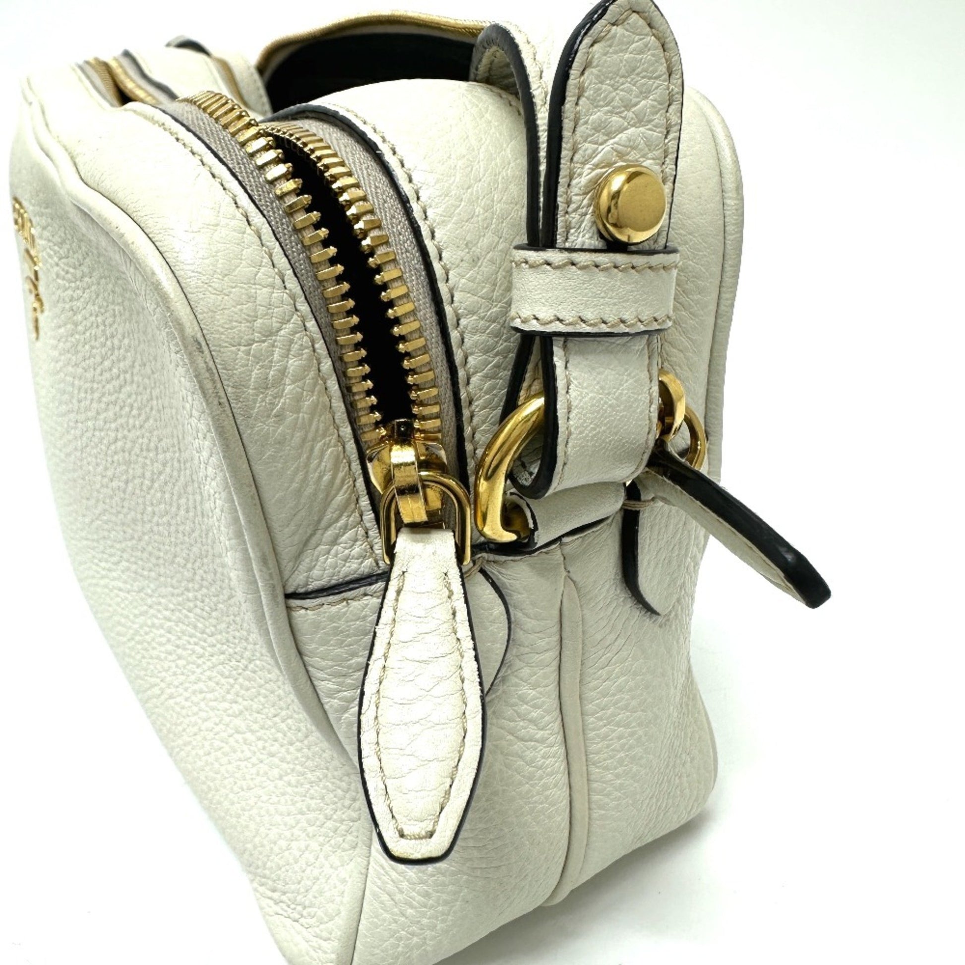 Prada Saffiano, White, Leather, shoulder