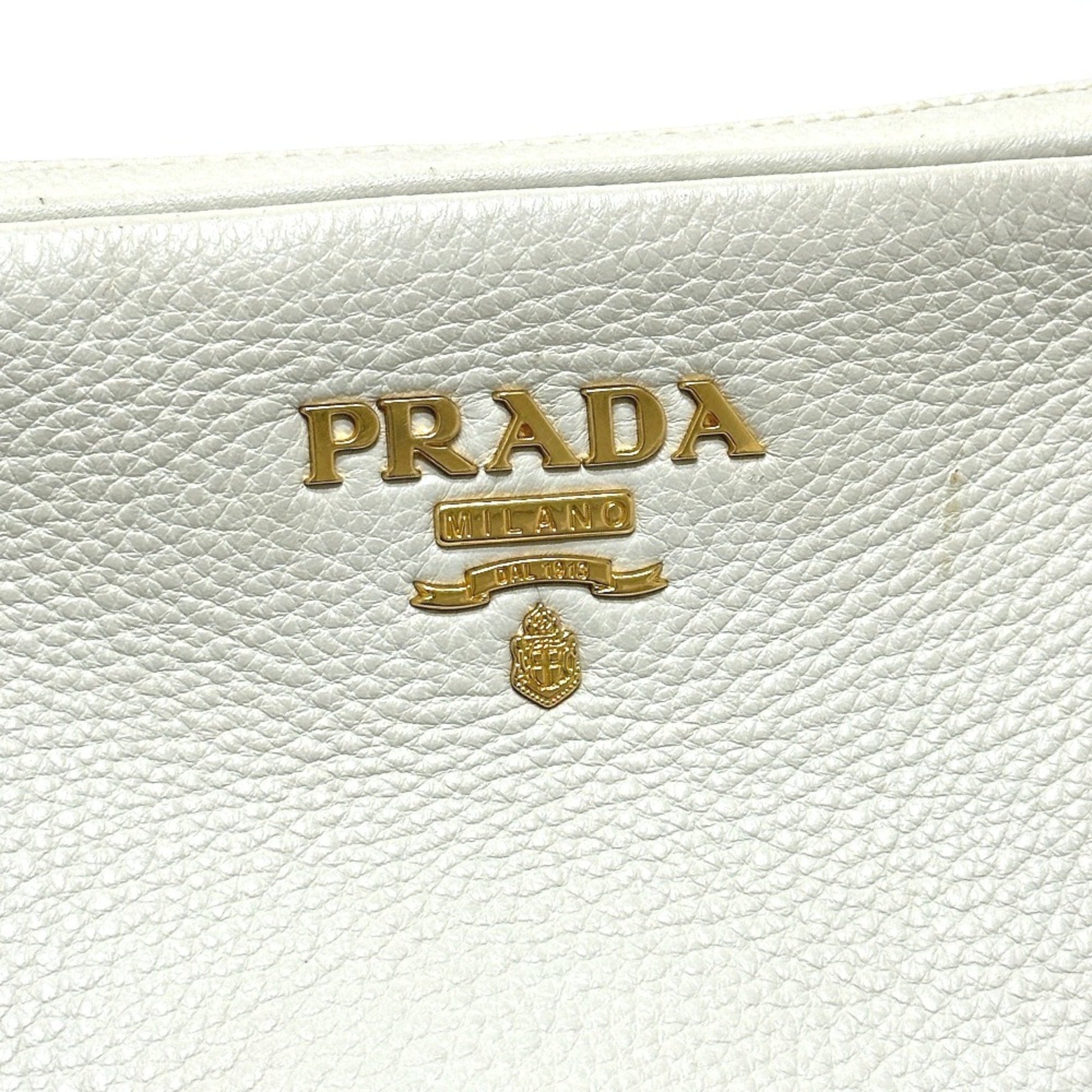 Prada Saffiano, White, Leather, shoulder