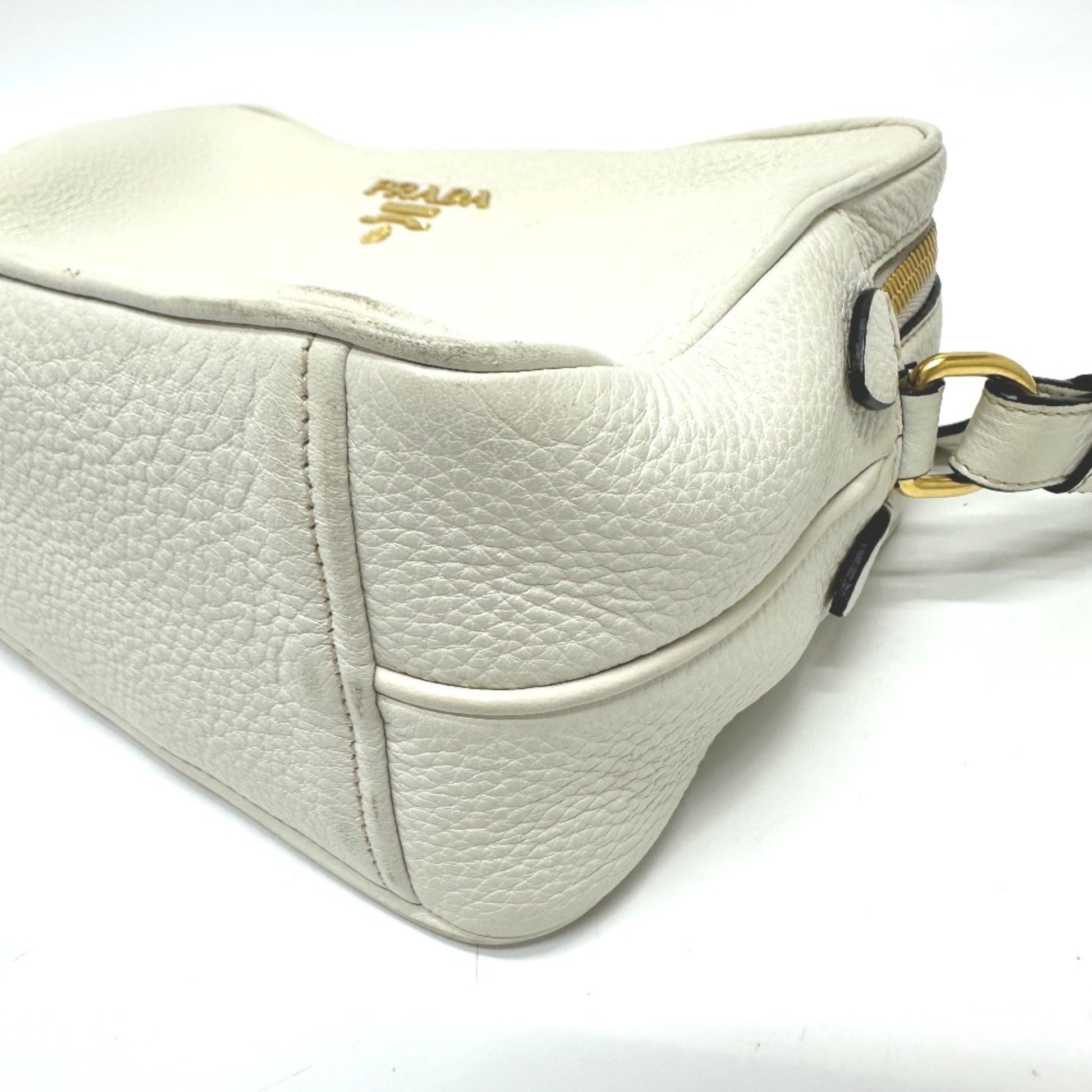 Prada Saffiano, White, Leather, shoulder
