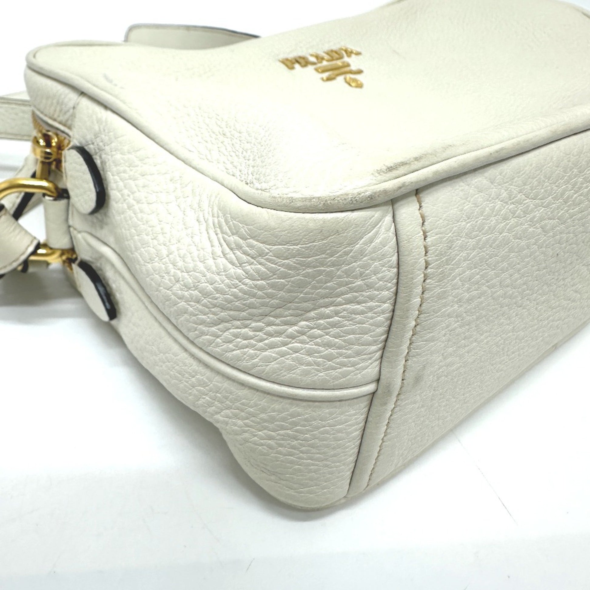 Prada Saffiano, White, Leather, shoulder