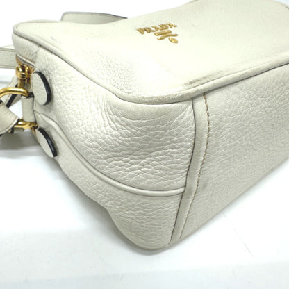 Prada Saffiano, White, Leather, shoulder