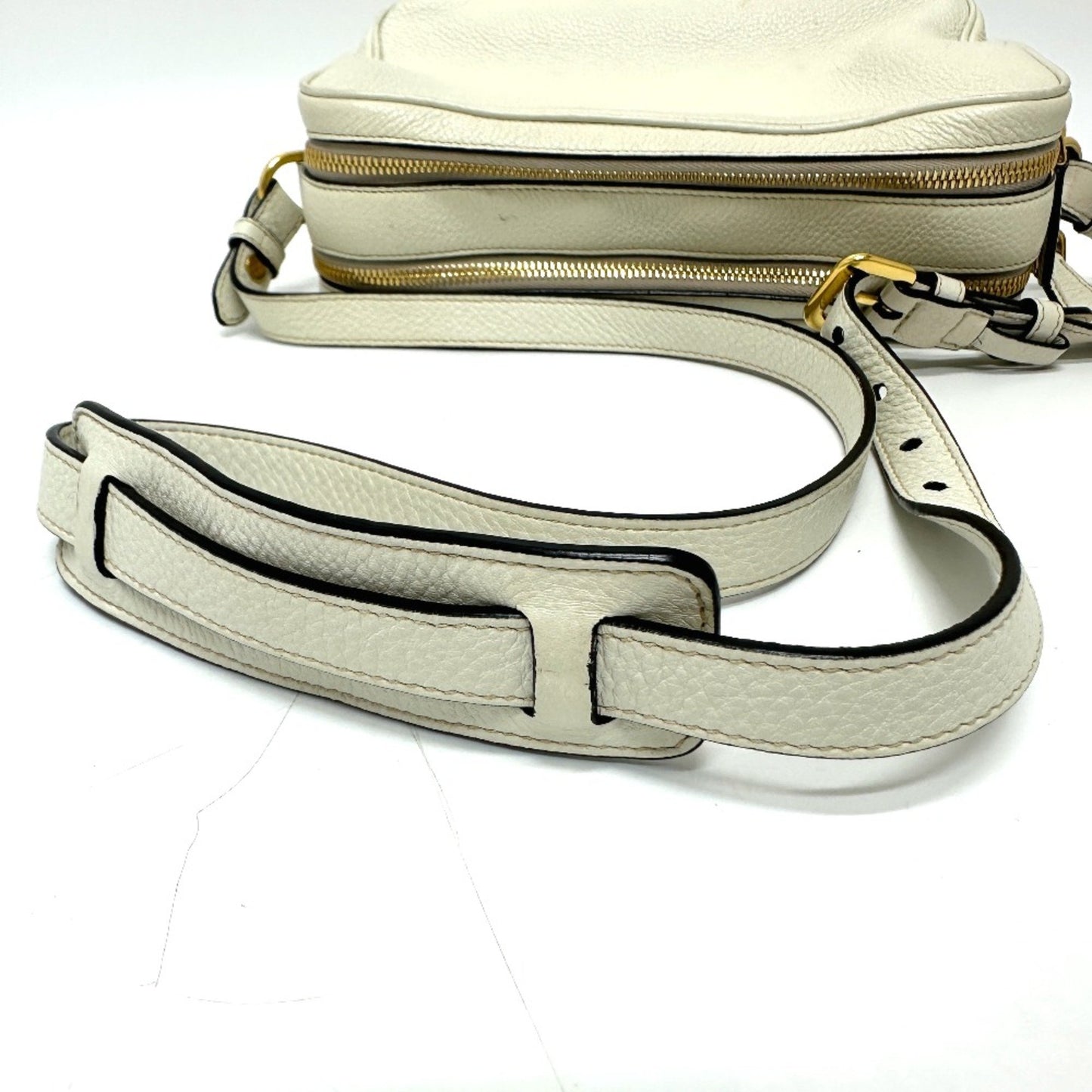 Prada Saffiano, White, Leather, shoulder
