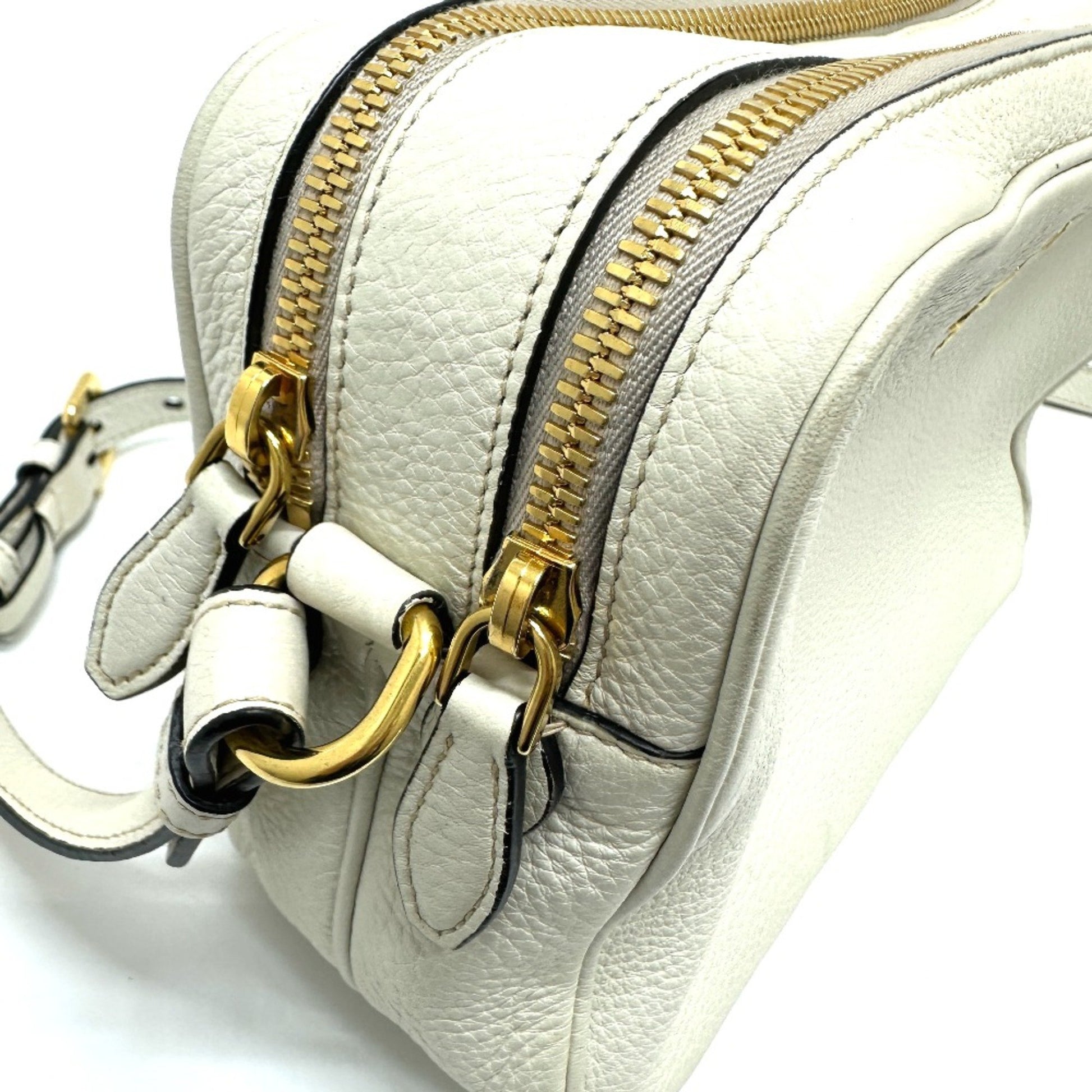 Prada Saffiano, White, Leather, shoulder