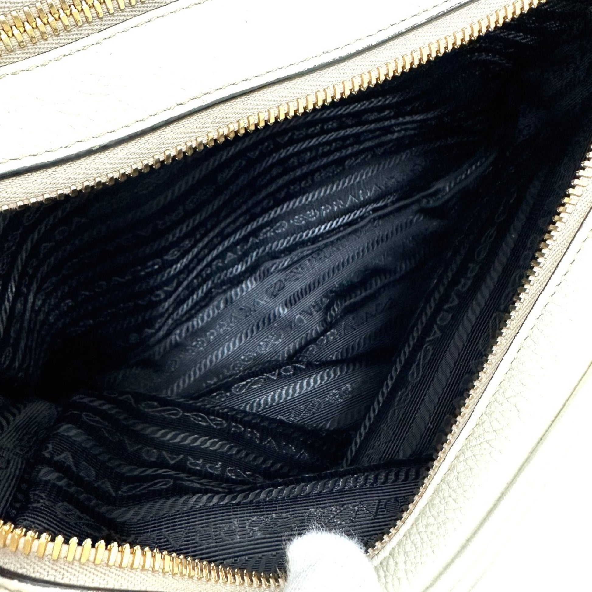 Prada Saffiano, White, Leather, shoulder