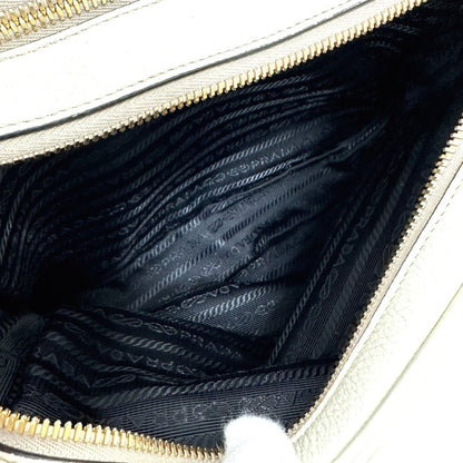 Prada Saffiano, White, Leather, shoulder