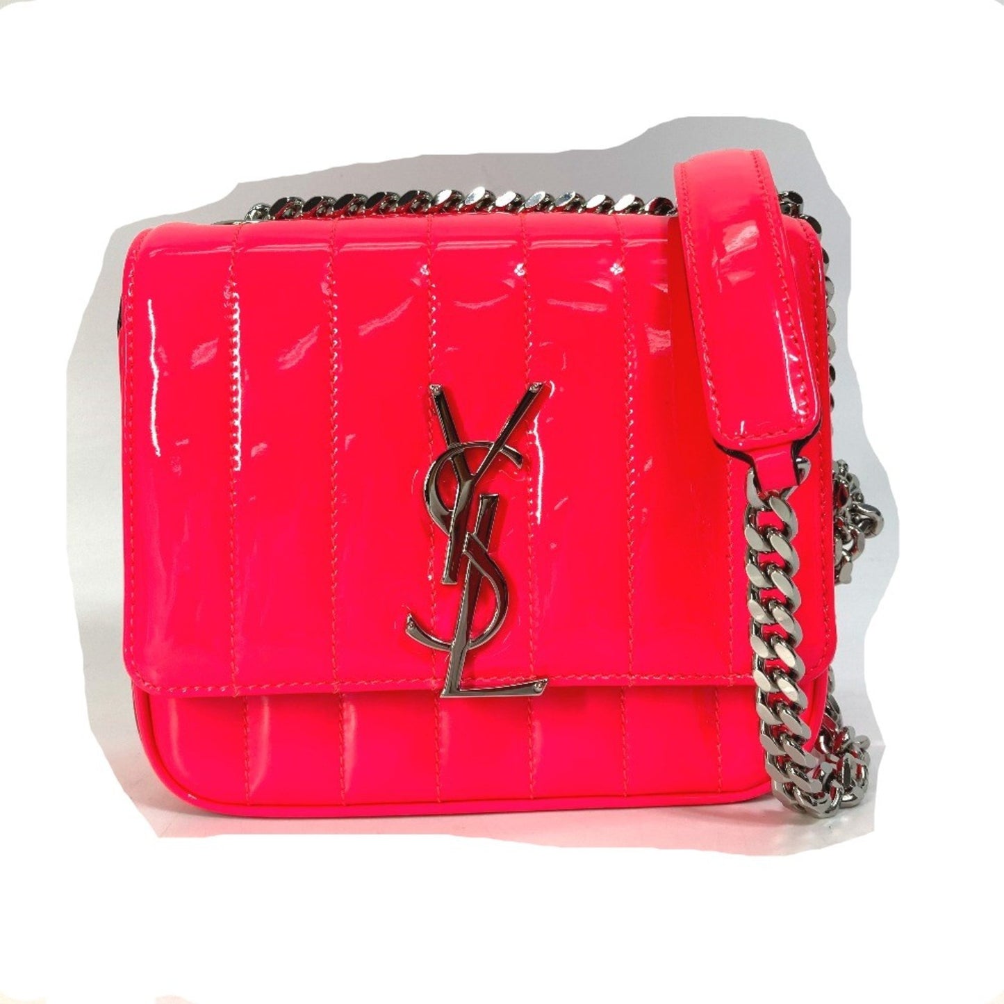 Saint Laurent Vicky, Pink, Leather, clutch