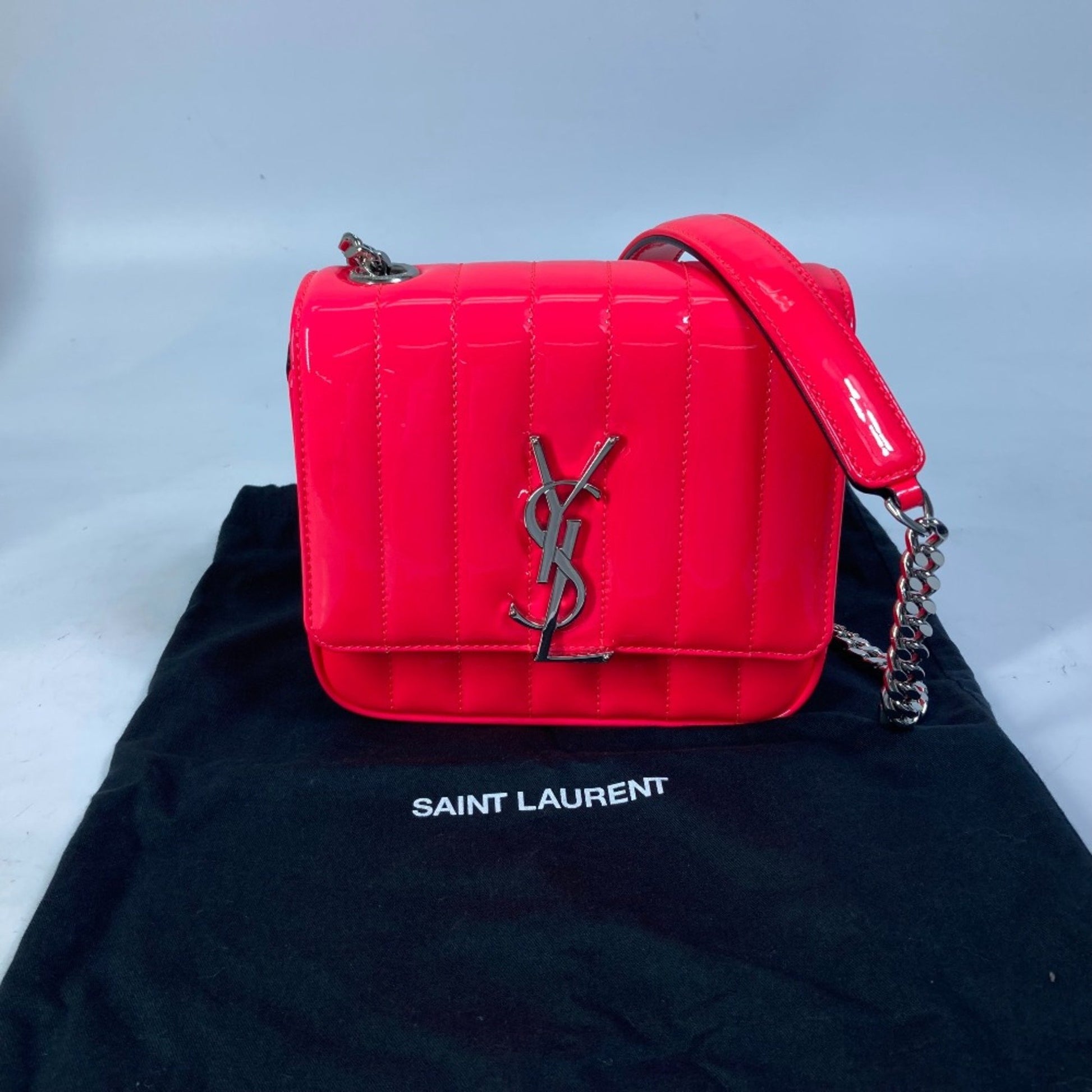 Saint Laurent Vicky, Pink, Leather, clutch