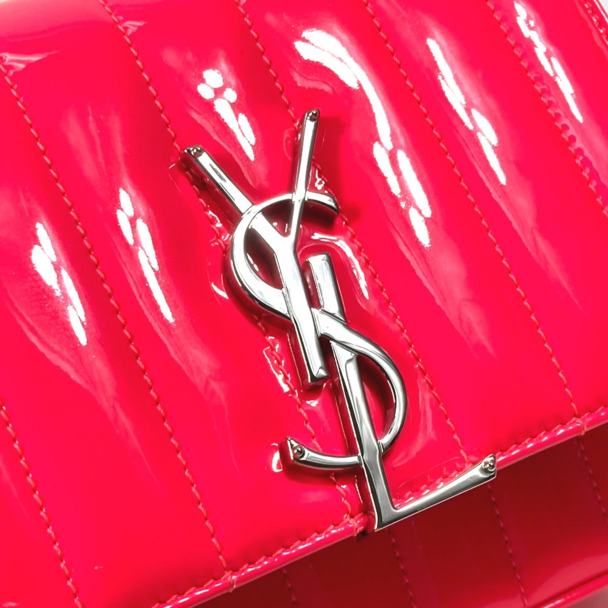 Saint Laurent Vicky, Pink, Leather, clutch