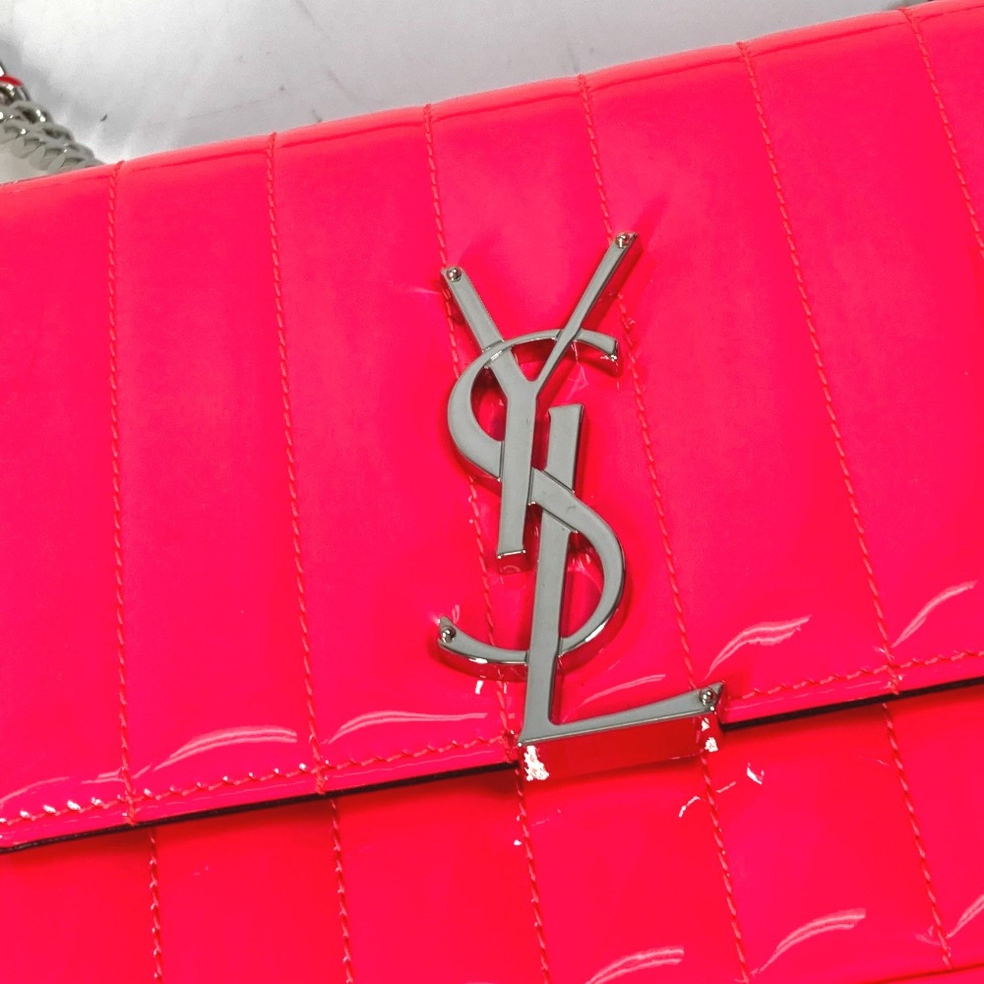 Saint Laurent Vicky, Pink, Leather, clutch