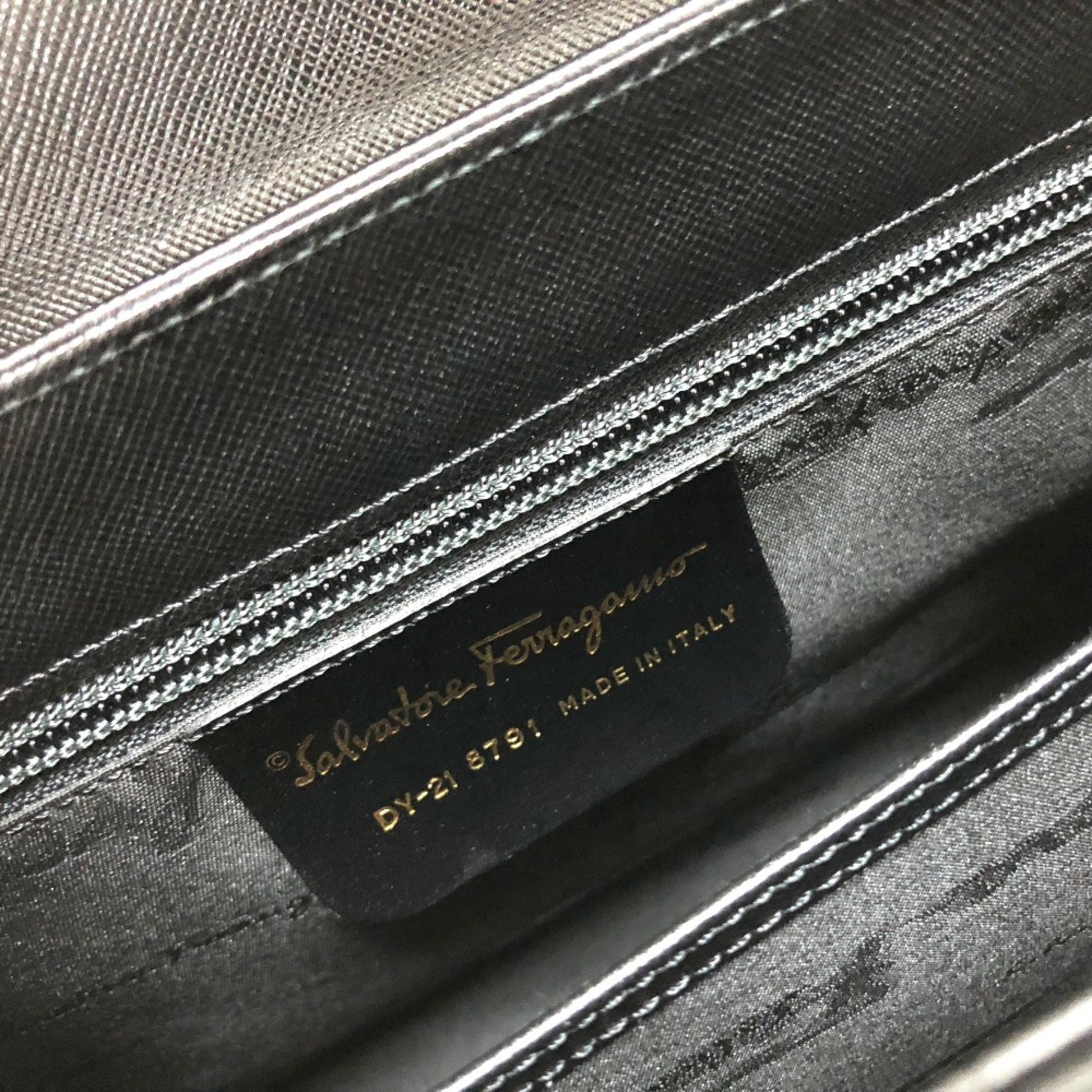 Salvatore Ferragamo Gancini, Black, Leather, handbag