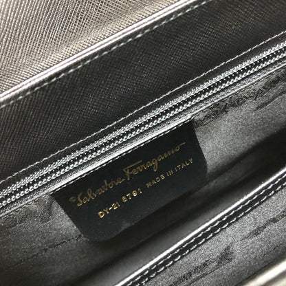Salvatore Ferragamo Gancini, Black, Leather, handbag