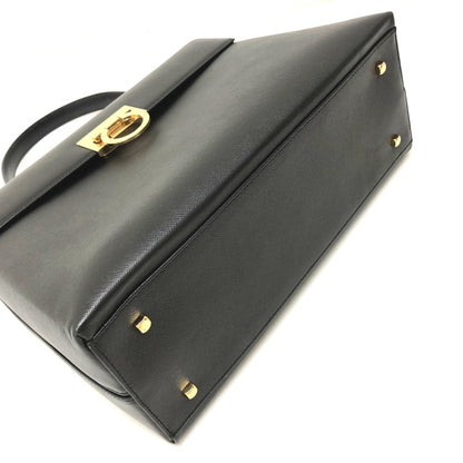 Salvatore Ferragamo Gancini, Black, Leather, handbag