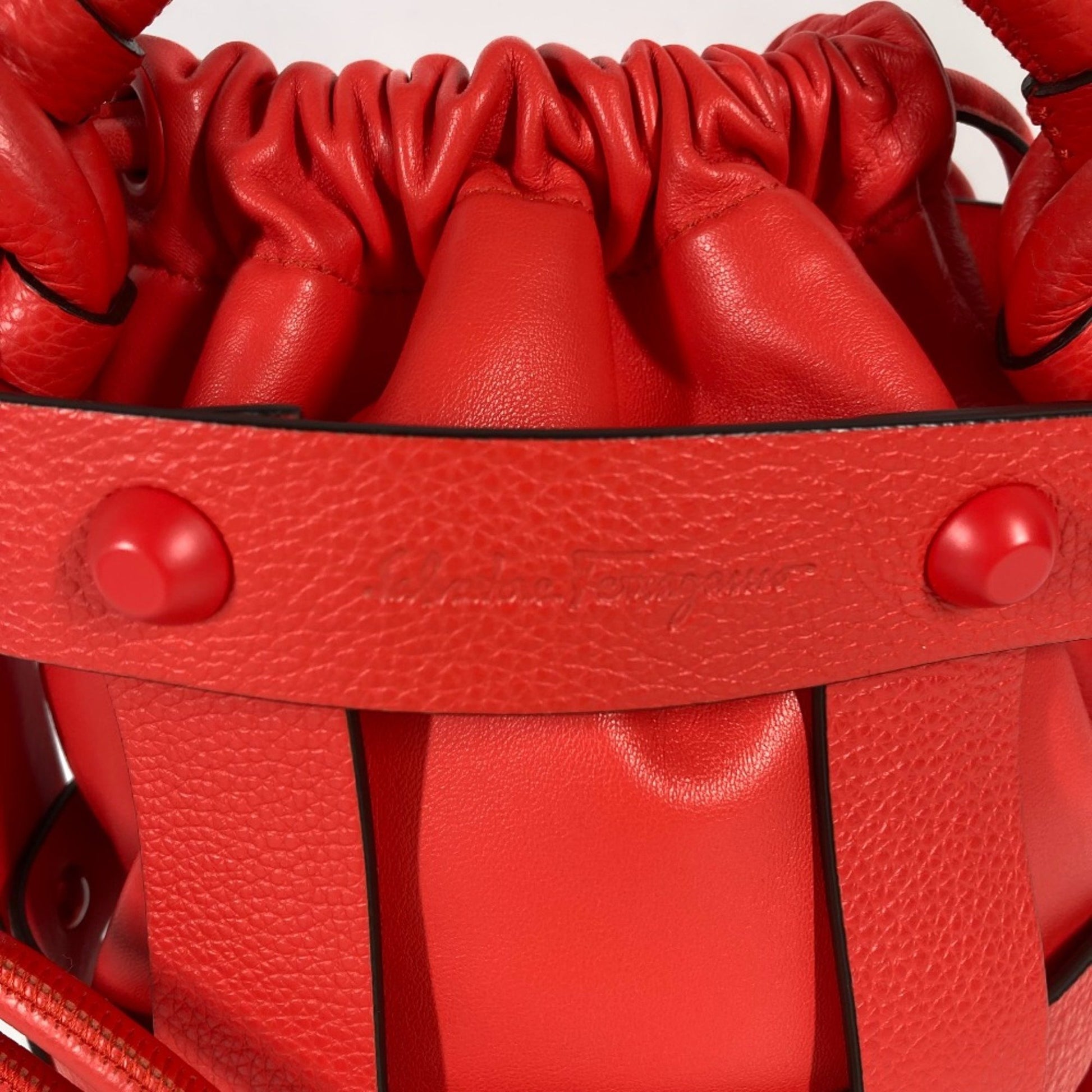 Salvatore Ferragamo, Red, Leather, shoulder