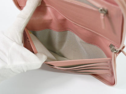 Chanel Camellia Zip Around Organizer Leather, Pink, Leather, Wallet