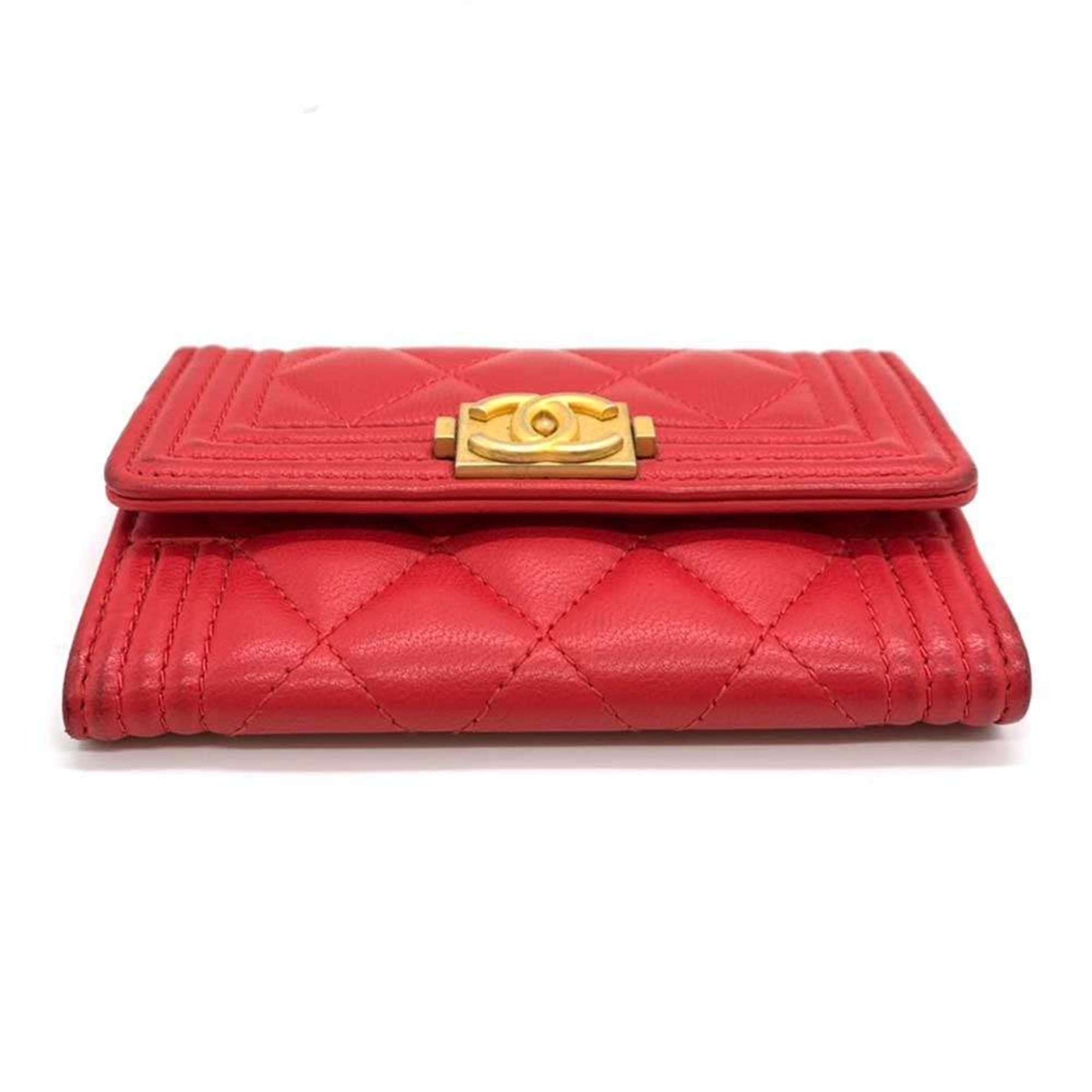 Chanel Boy, Red, Leather, wallet