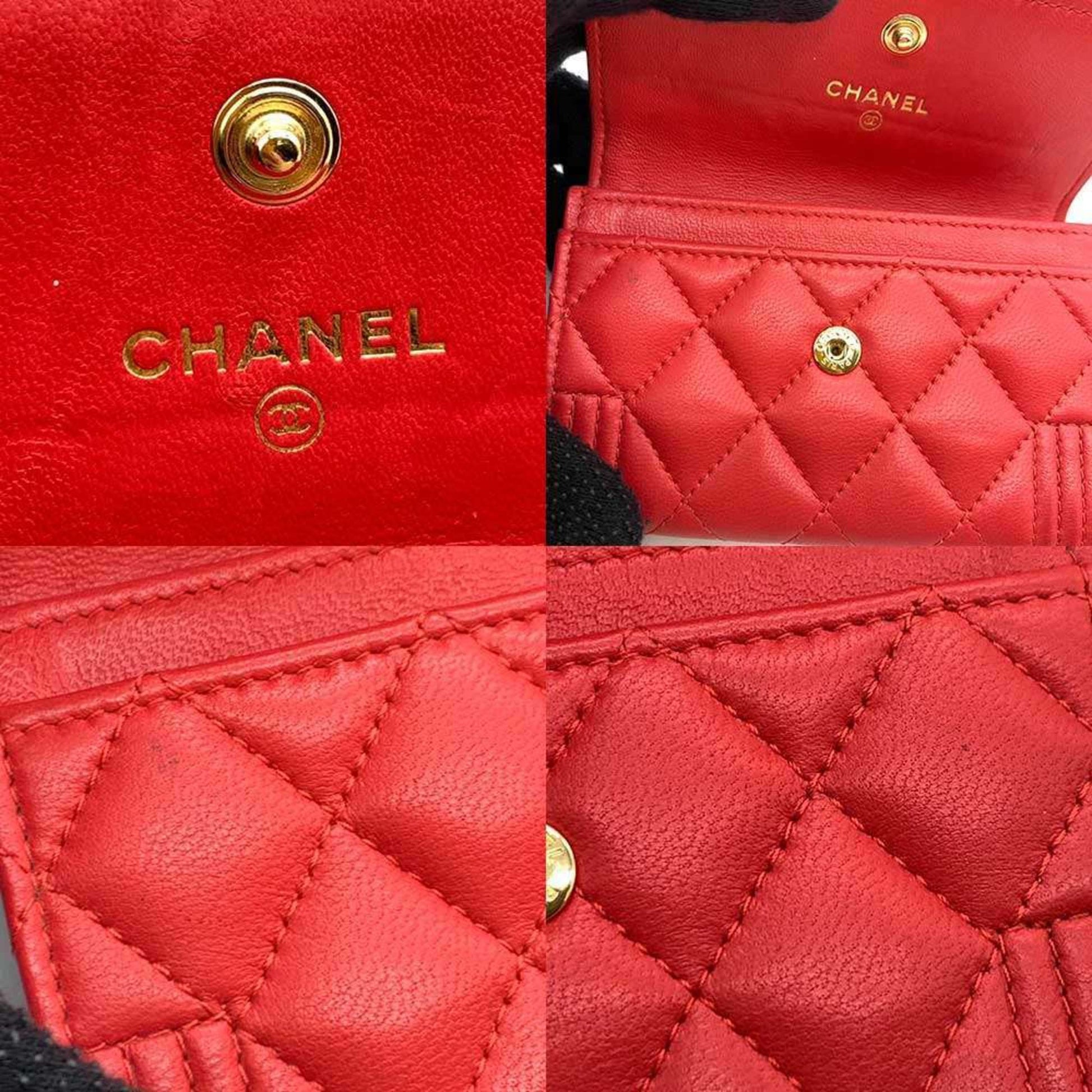 Chanel Boy, Red, Leather, wallet