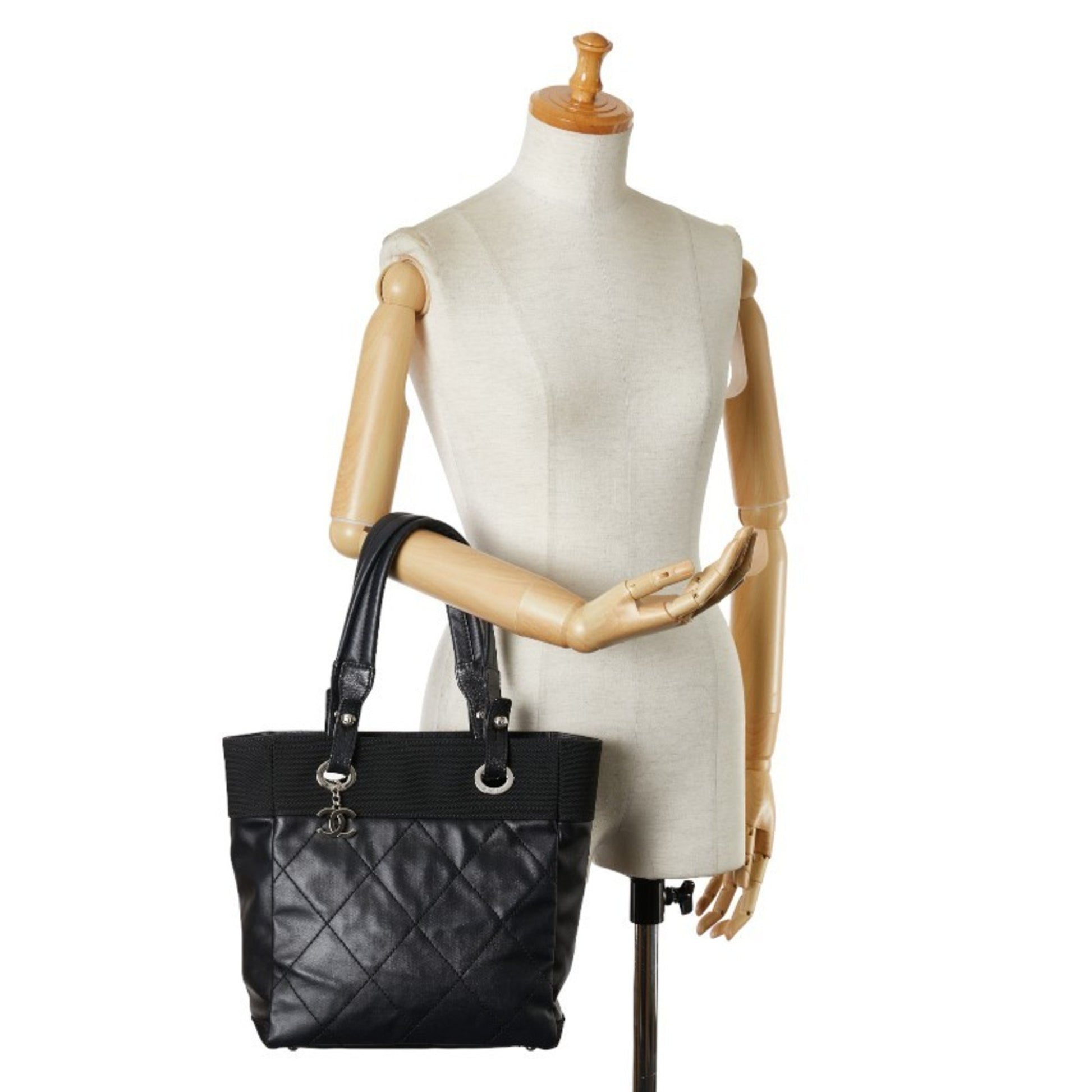 Chanel Biarritz, Black, Canvas, tote