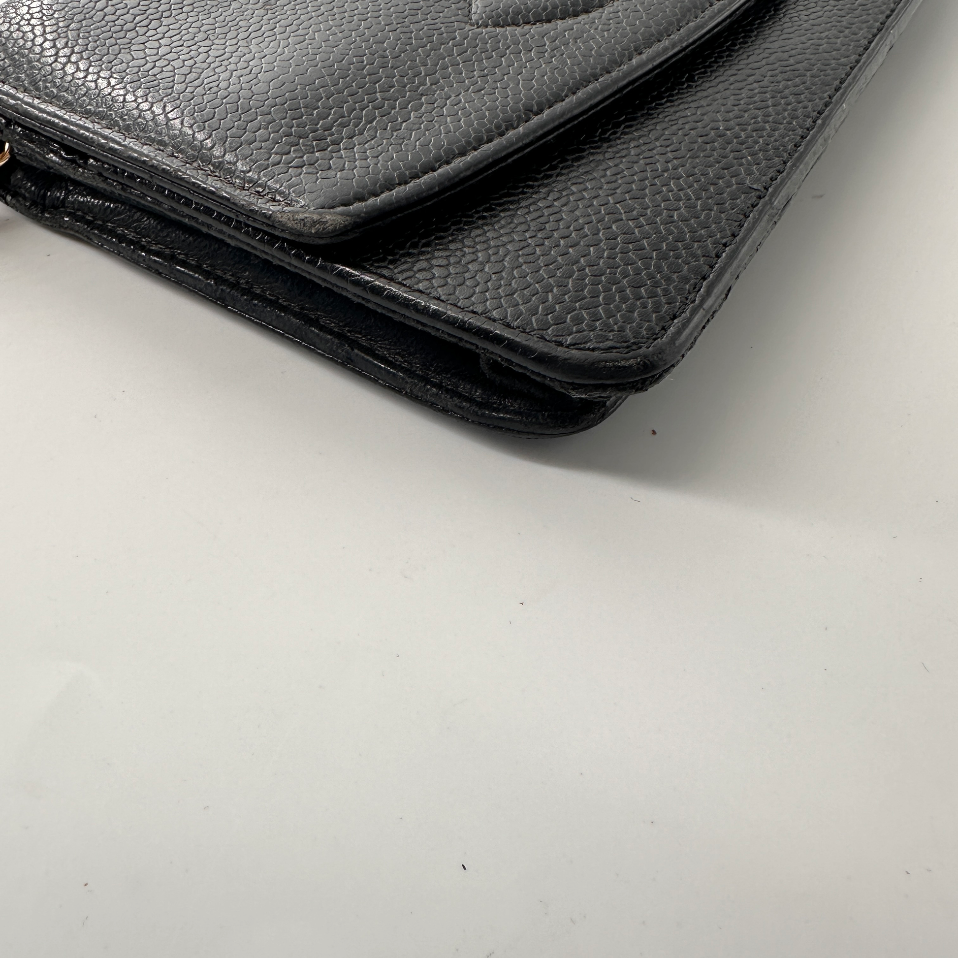 Chanel Wallet On Chain, Black, Leather, shoulder