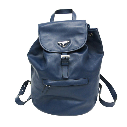 Prada, Blue, Leather, backpack