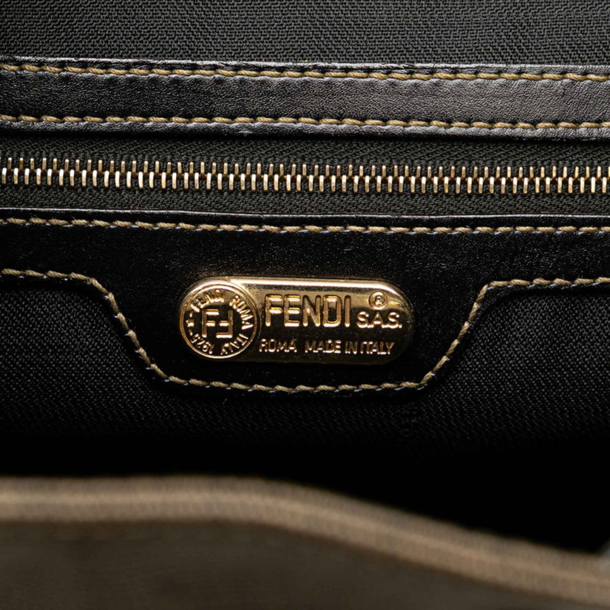Fendi Zucchino, Grey, Canvas, backpack