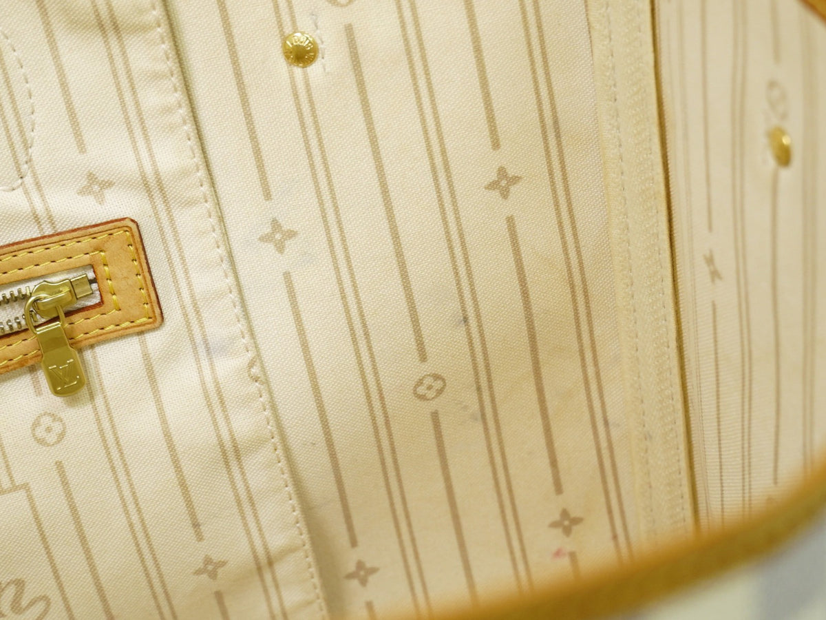 Louis Vuitton Neverfull Damier, White, Canvas, Tote Bag