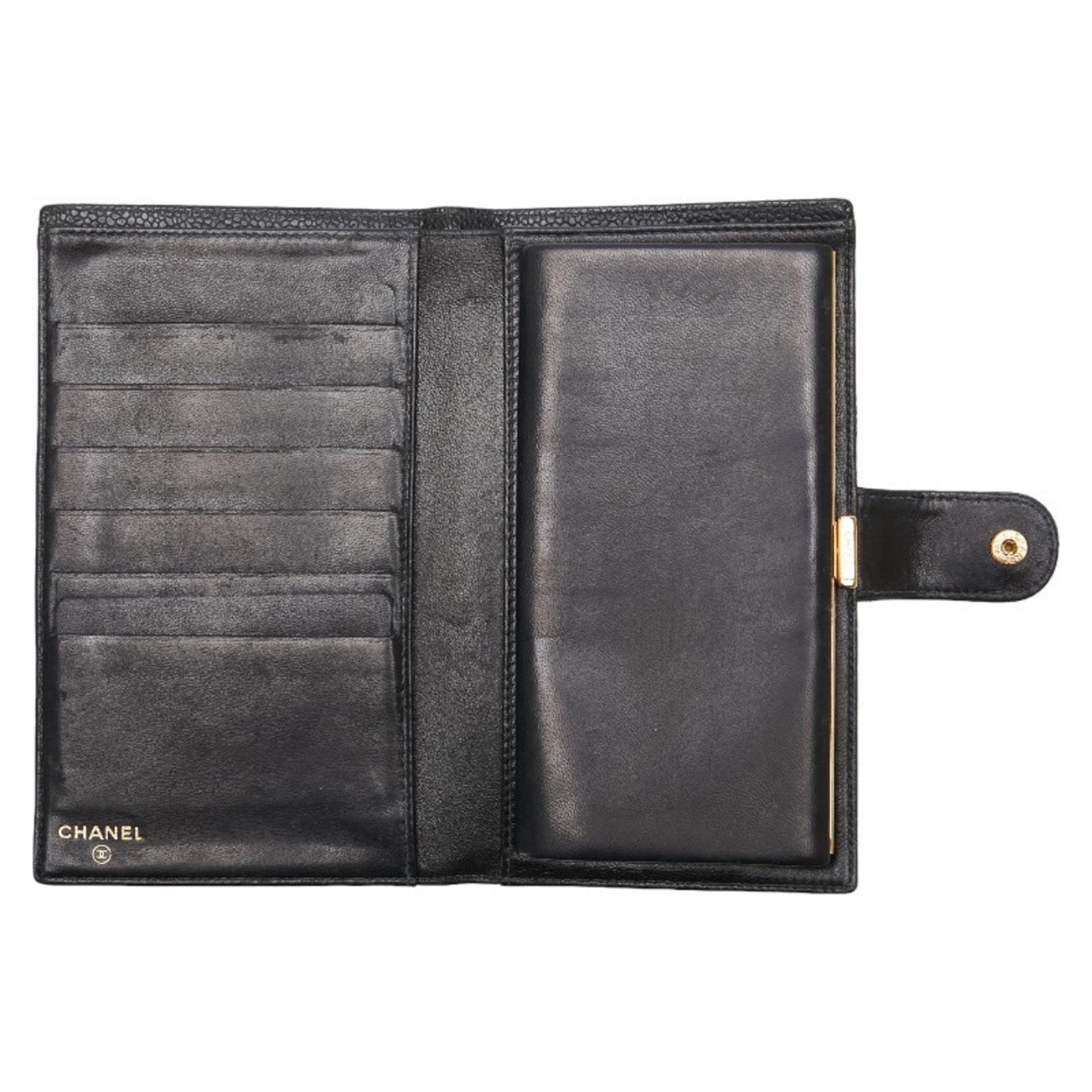 Chanel Logo CC, Black, Leather, wallet