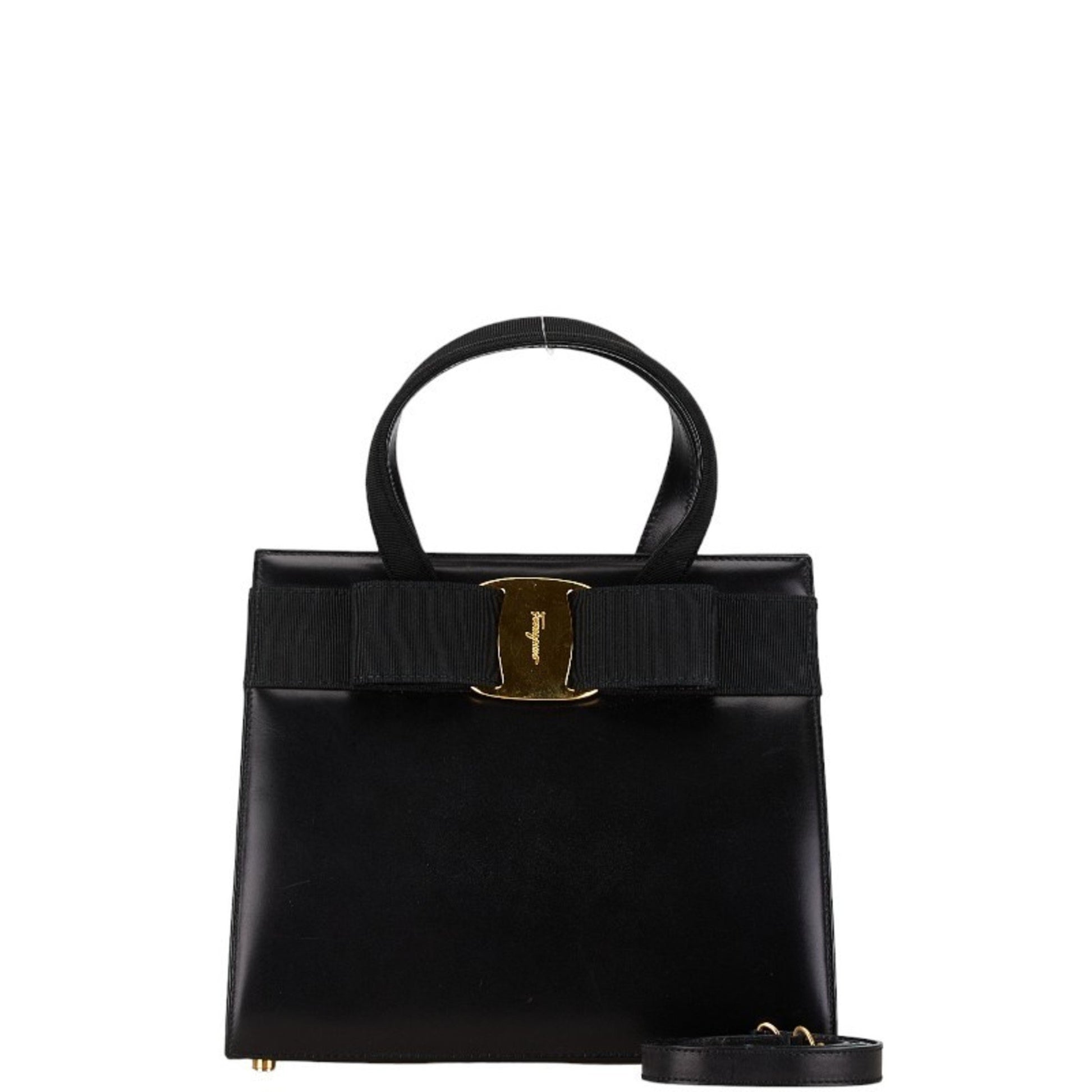 Salvatore Ferragamo Vara, Black, Leather, handbag
