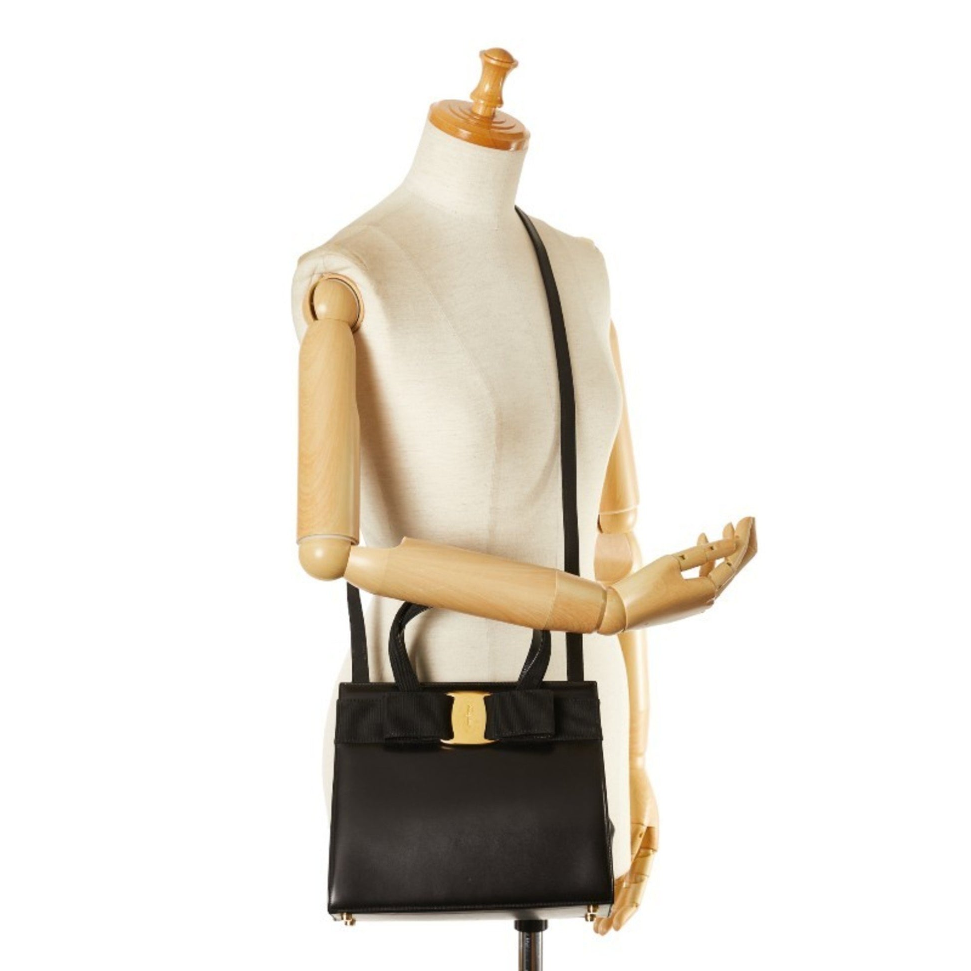 Salvatore Ferragamo Vara, Black, Leather, handbag