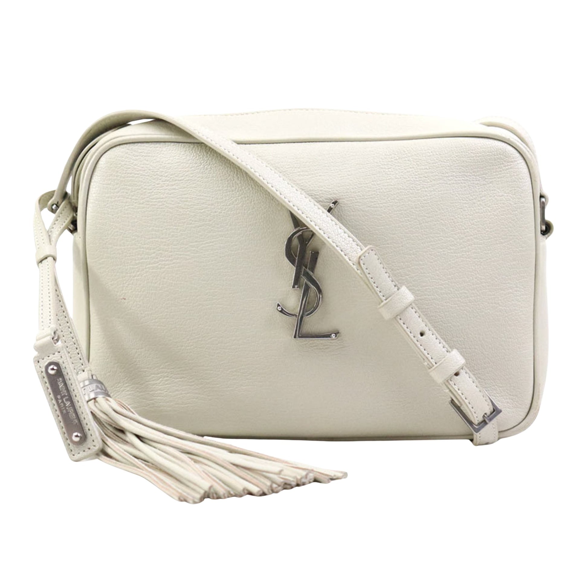 Saint Laurent Camera, White, Leather, shoulder