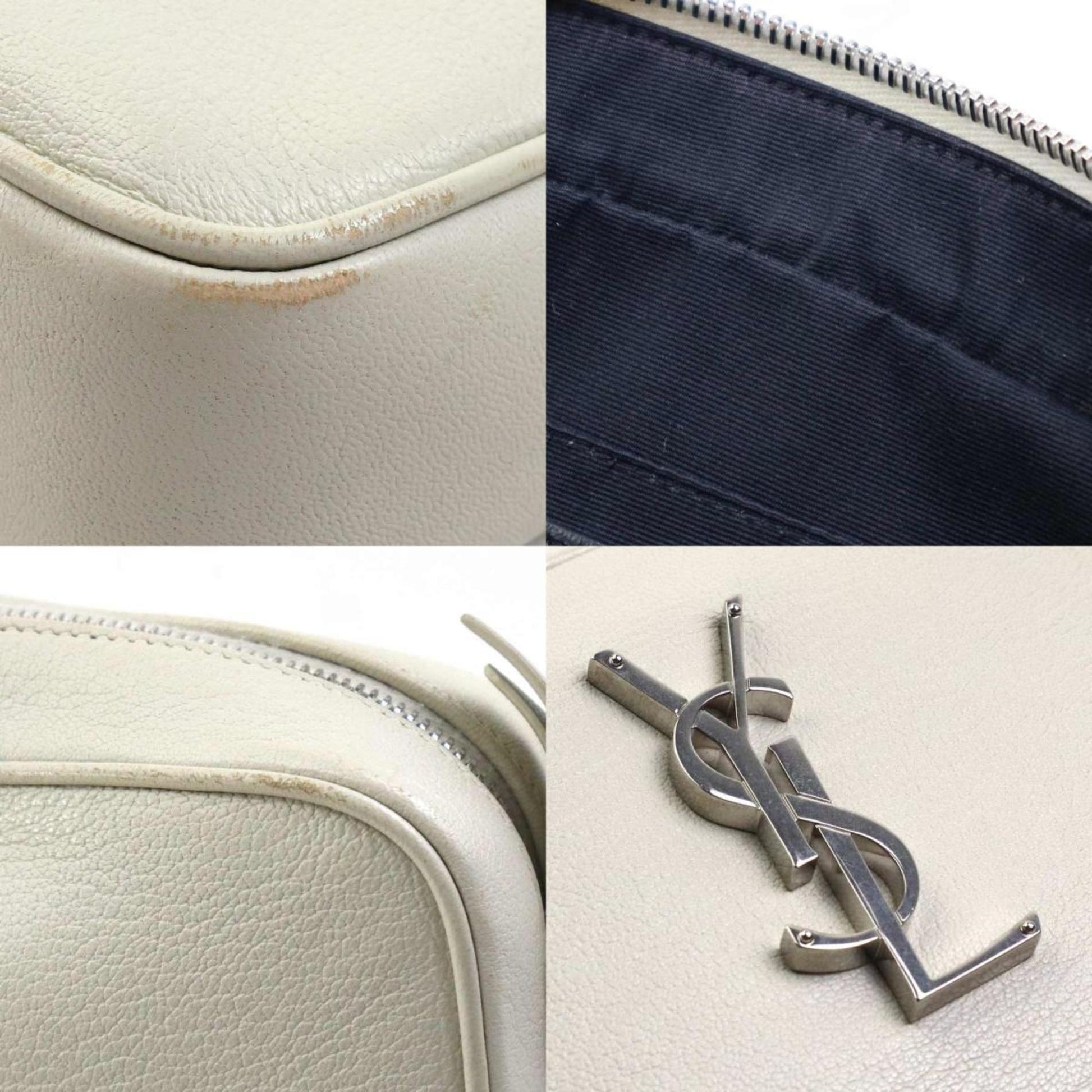Saint Laurent Camera, White, Leather, shoulder