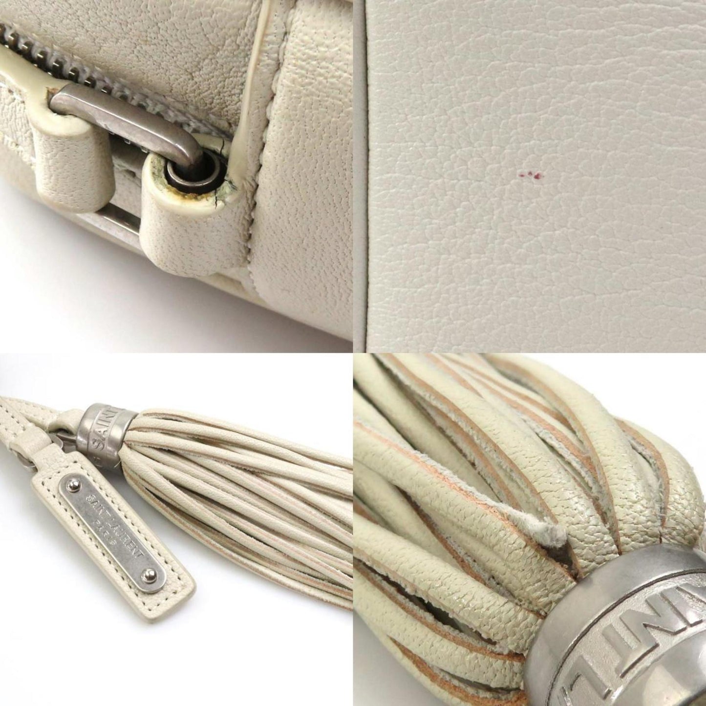 Saint Laurent Camera, White, Leather, shoulder