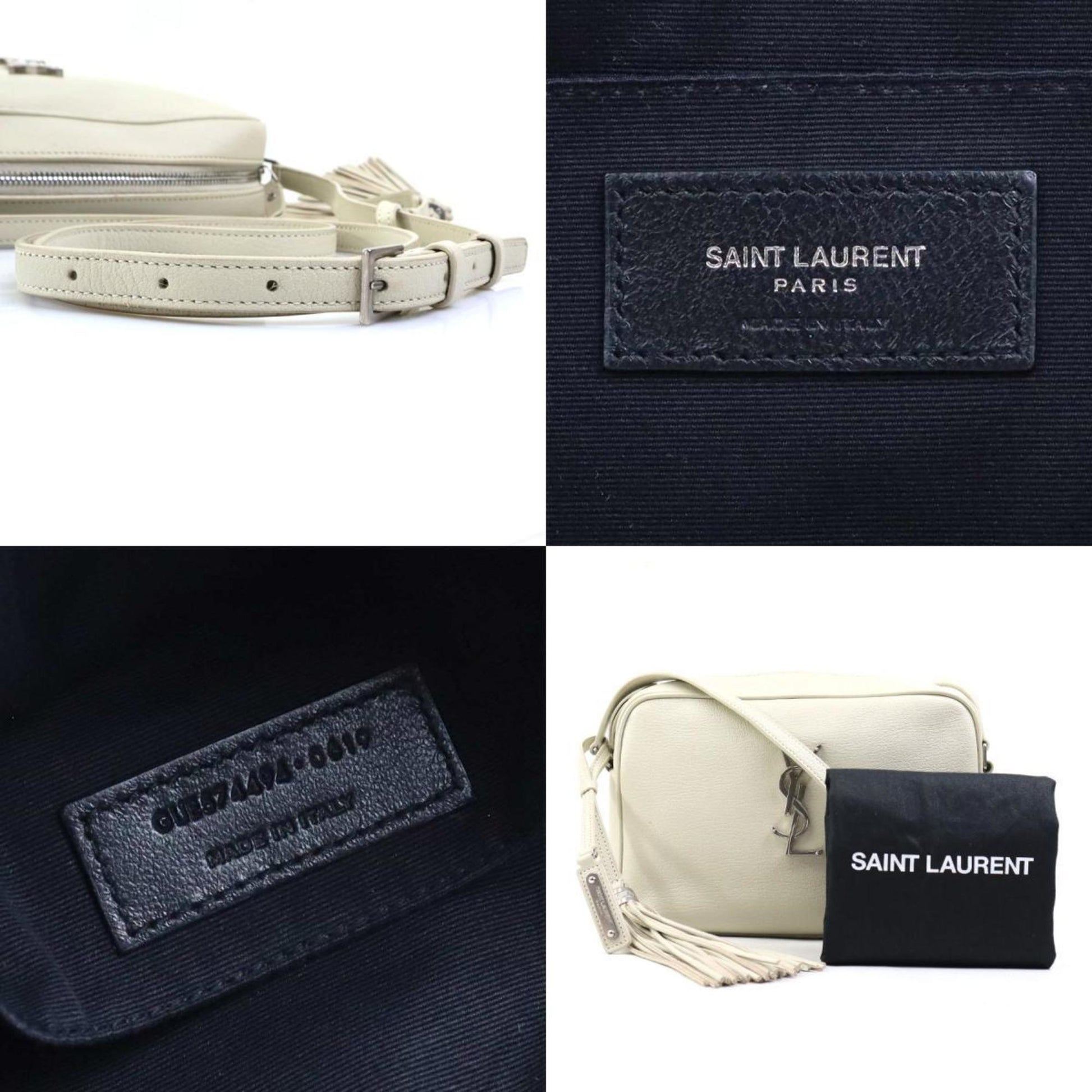 Saint Laurent Camera, White, Leather, shoulder