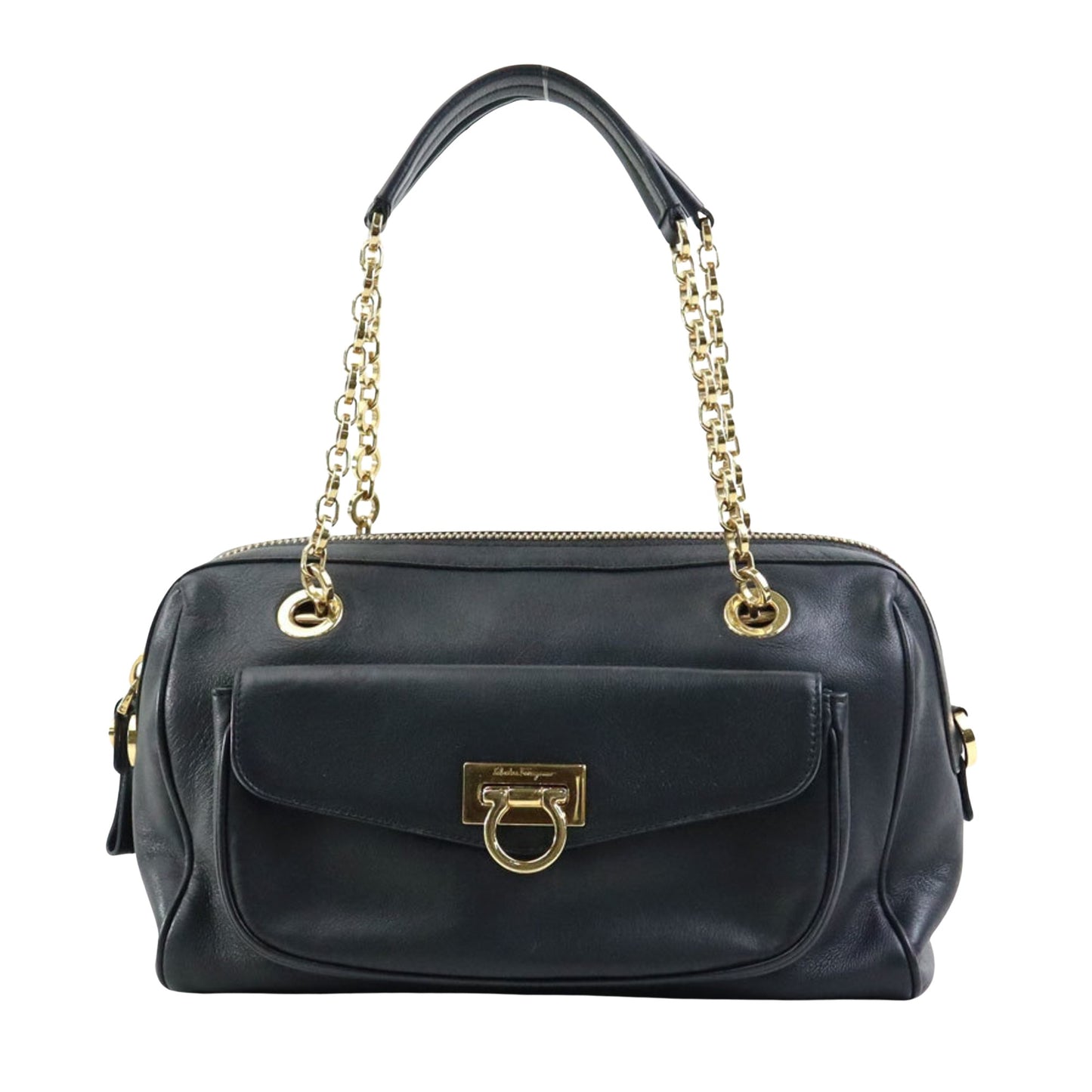 Salvatore Ferragamo, Black, Leather, handbag