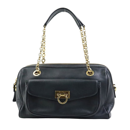 Salvatore Ferragamo, Black, Leather, handbag