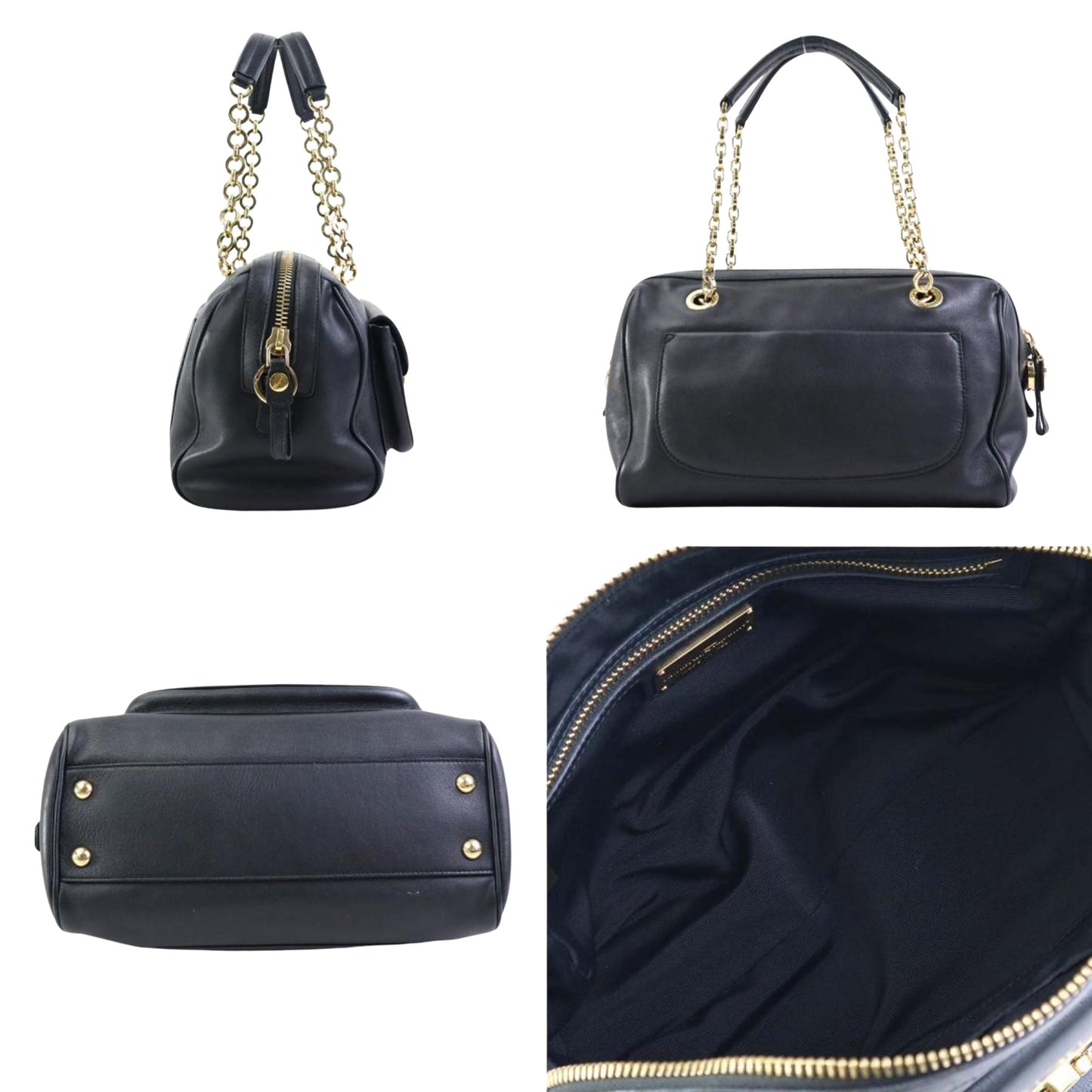 Salvatore Ferragamo, Black, Leather, handbag