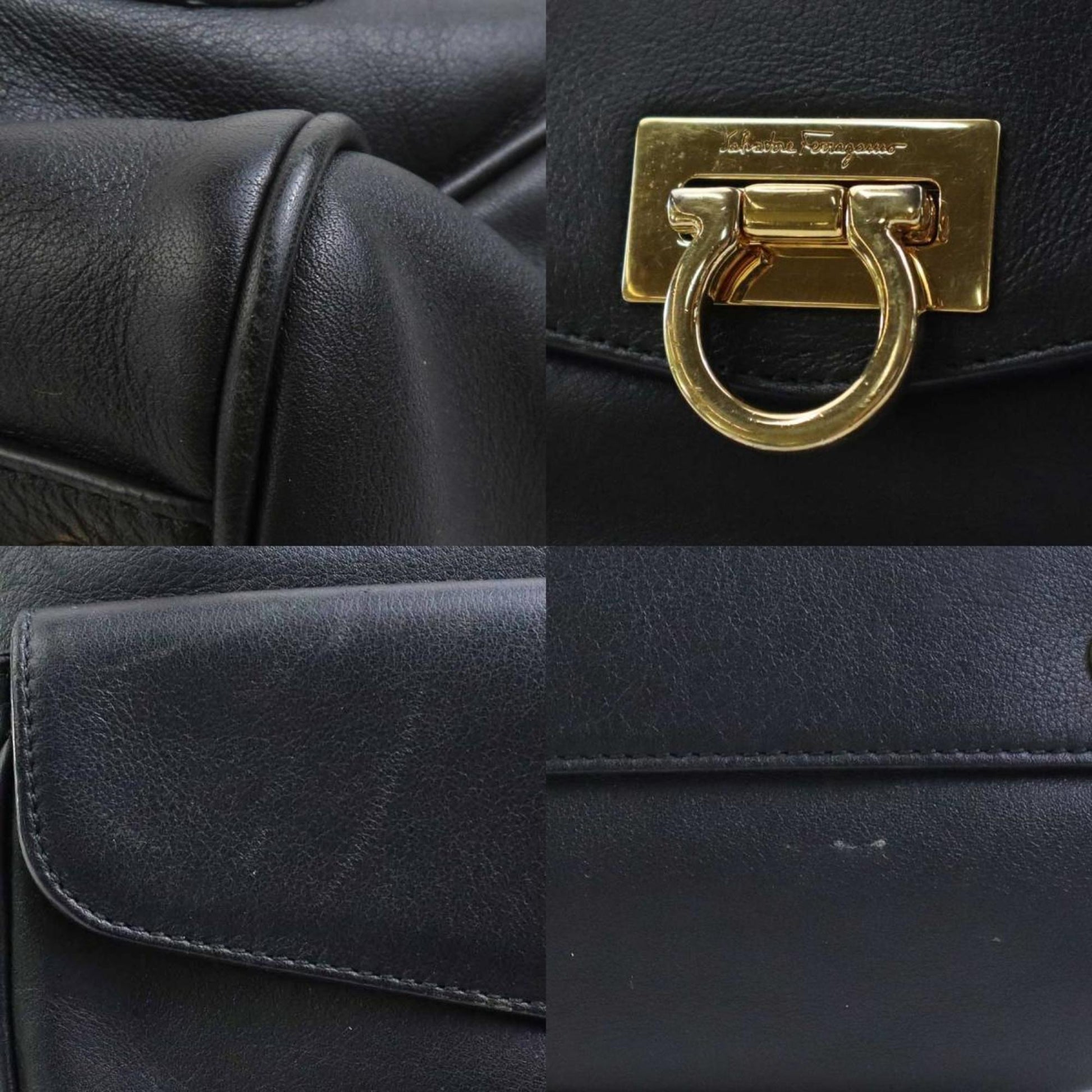 Salvatore Ferragamo, Black, Leather, handbag