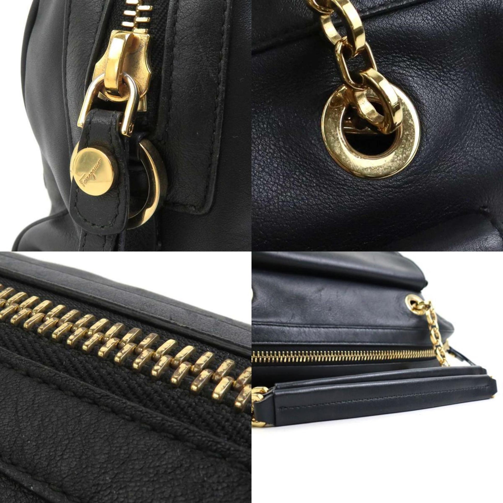 Salvatore Ferragamo, Black, Leather, handbag