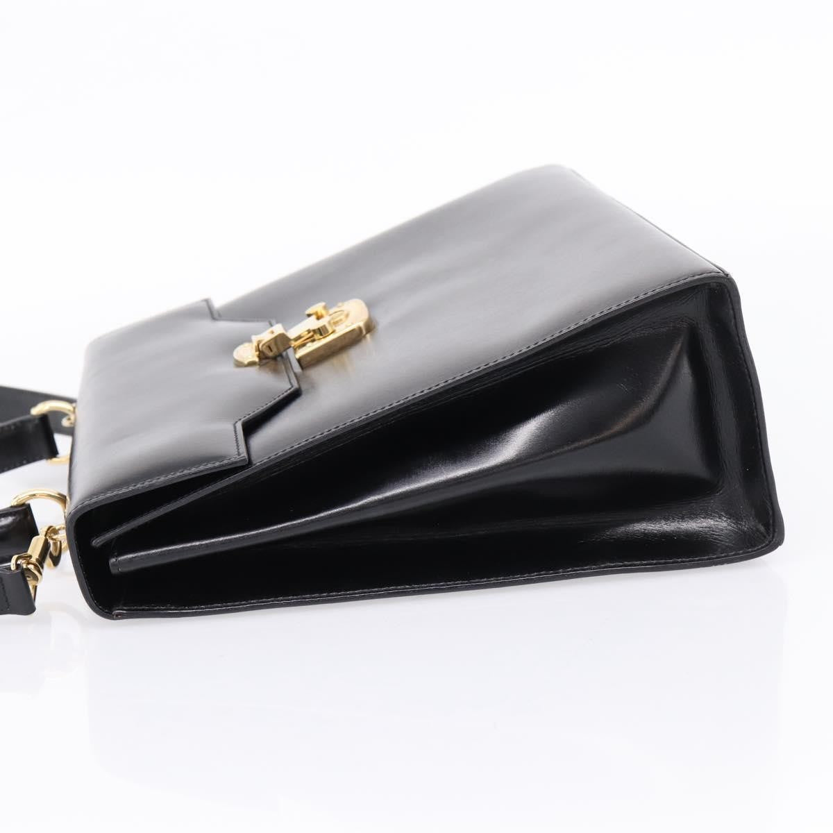 Gucci Vintage Lady Lock Top Handle Leather, Black, Leather, Handbag