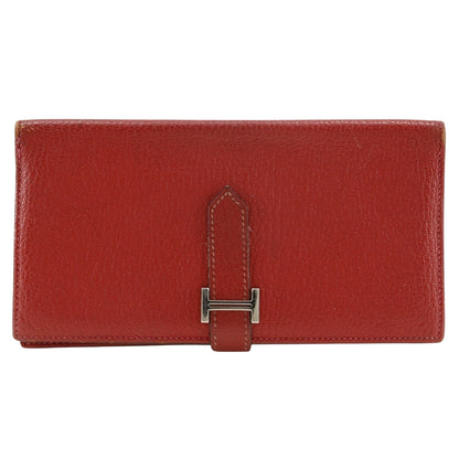 Hermès Béarn, Red, Leather, wallet