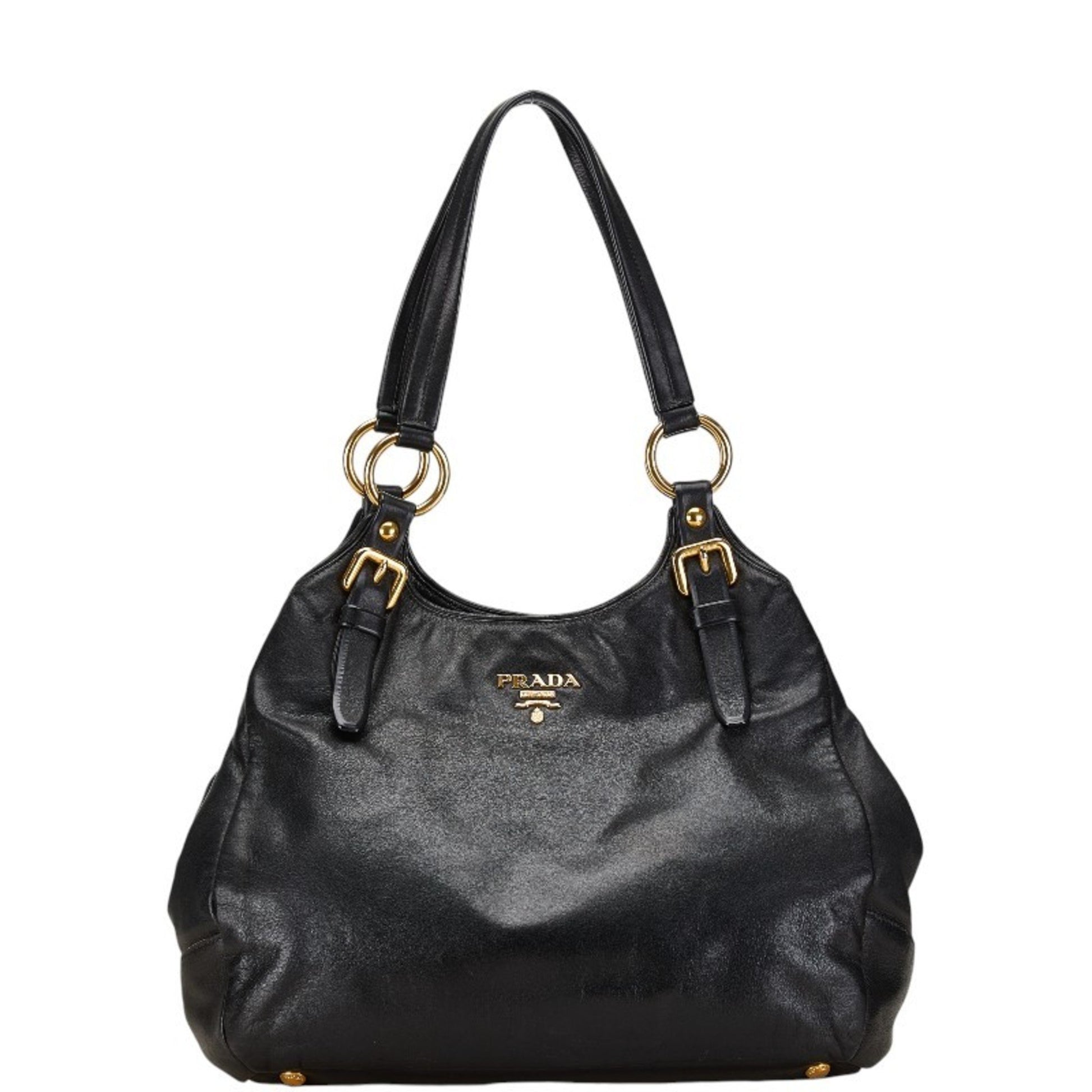Prada Vitello, Black, Leather, handbag