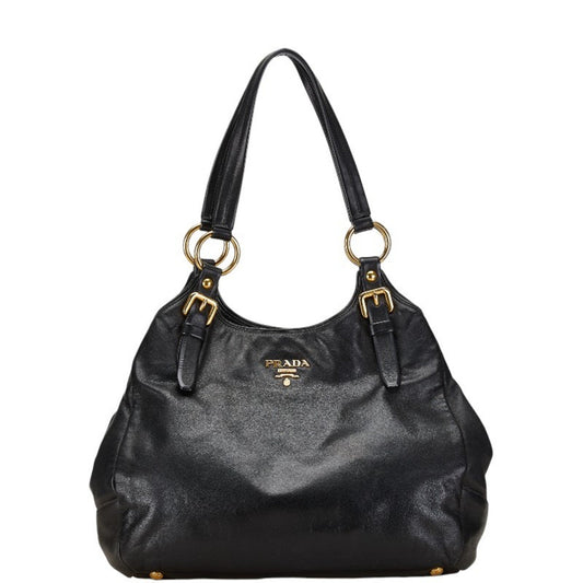 Prada Vitello, Black, Leather, handbag