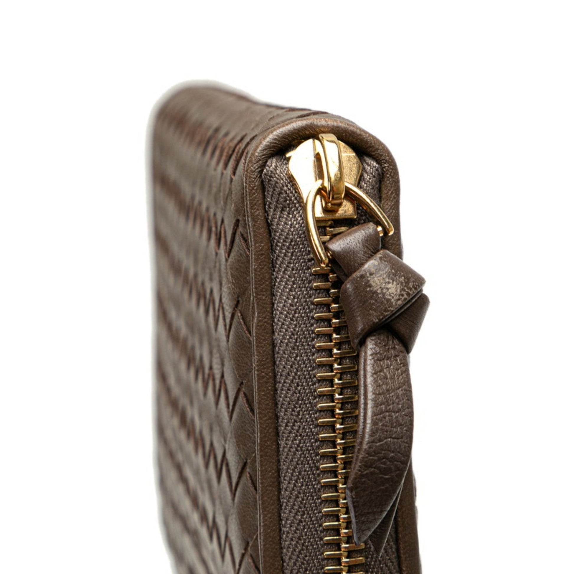 Bottega Veneta Intrecciato, Brown, Leather, wallet