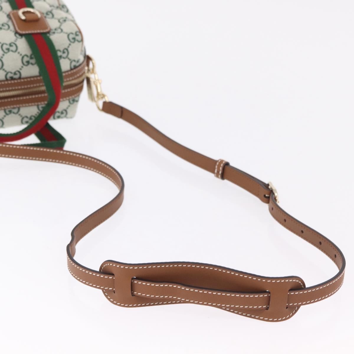 Gucci Web Boston GG Canvas, Green, Canvas, Handbag