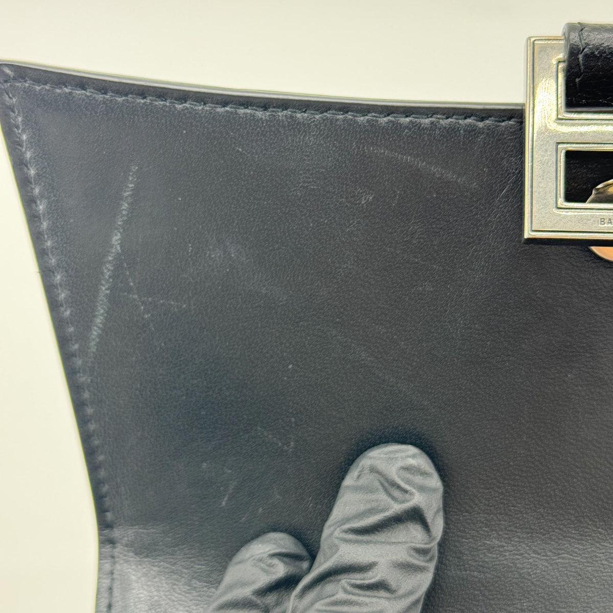 Balenciaga Hourglass Top Handle Leather, Black, Leather, Handbag