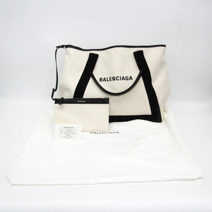 Balenciaga Navy Cabas, White, Canvas, tote