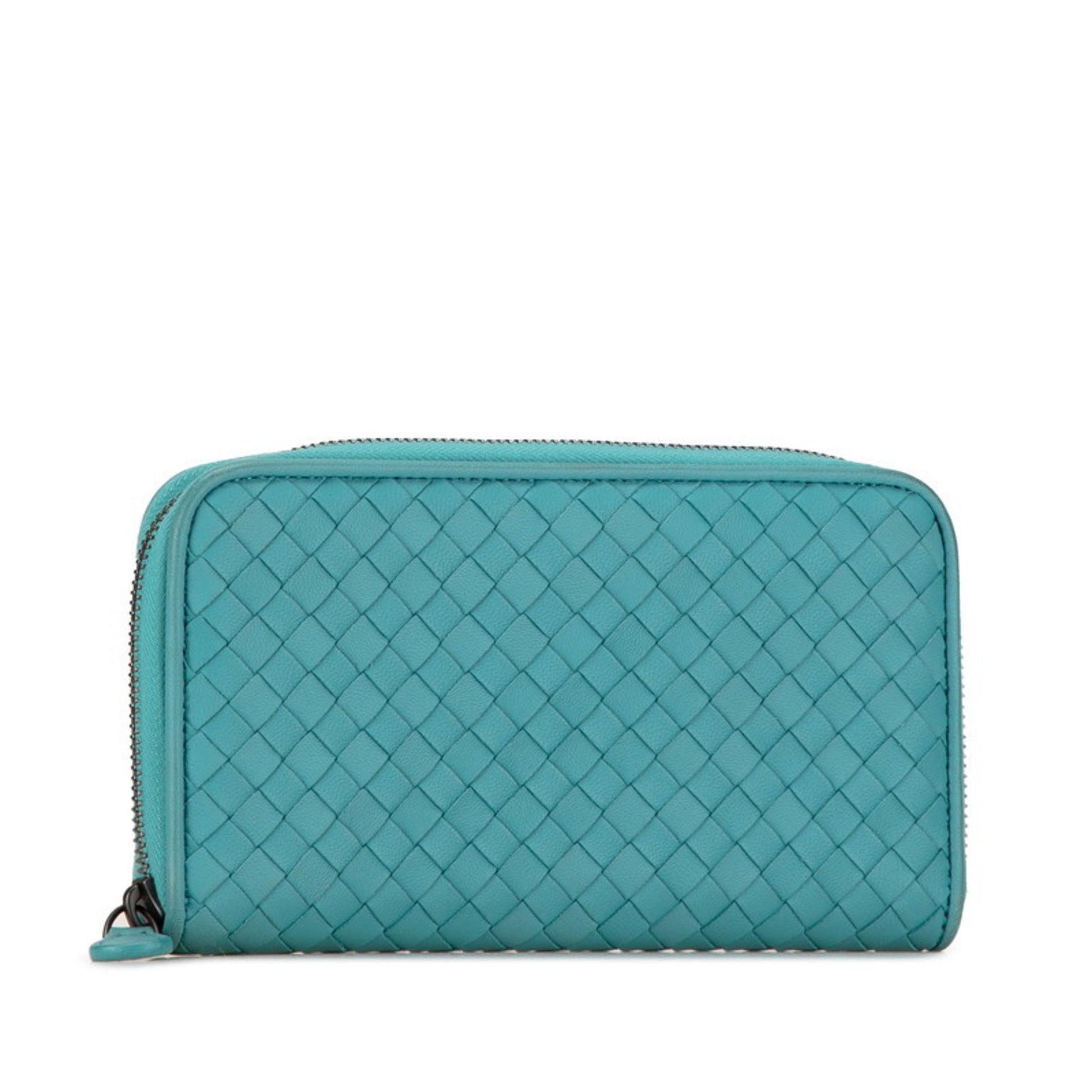 Bottega Veneta Intrecciato, Turquoise, Leather, wallet