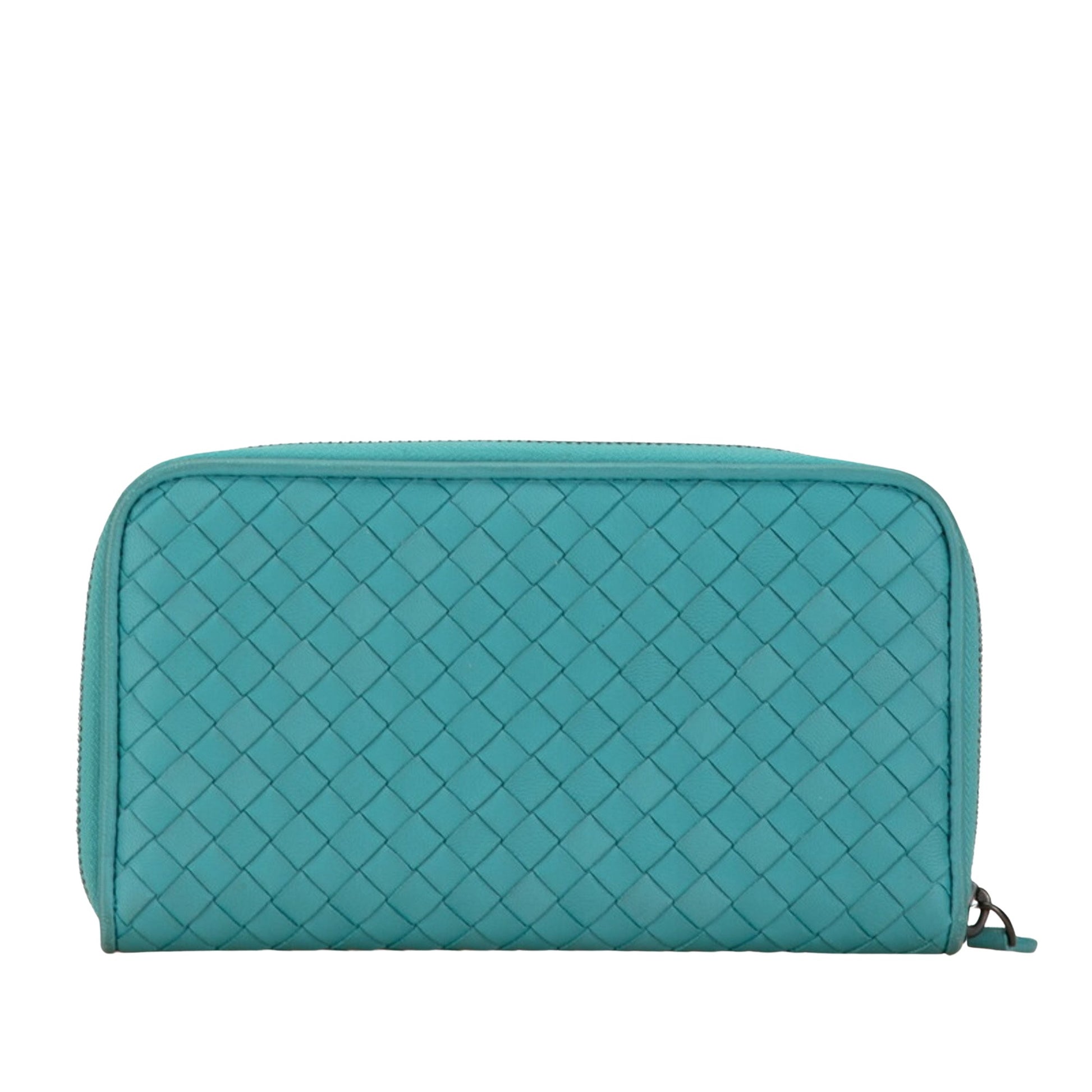 Bottega Veneta Intrecciato, Turquoise, Leather, wallet