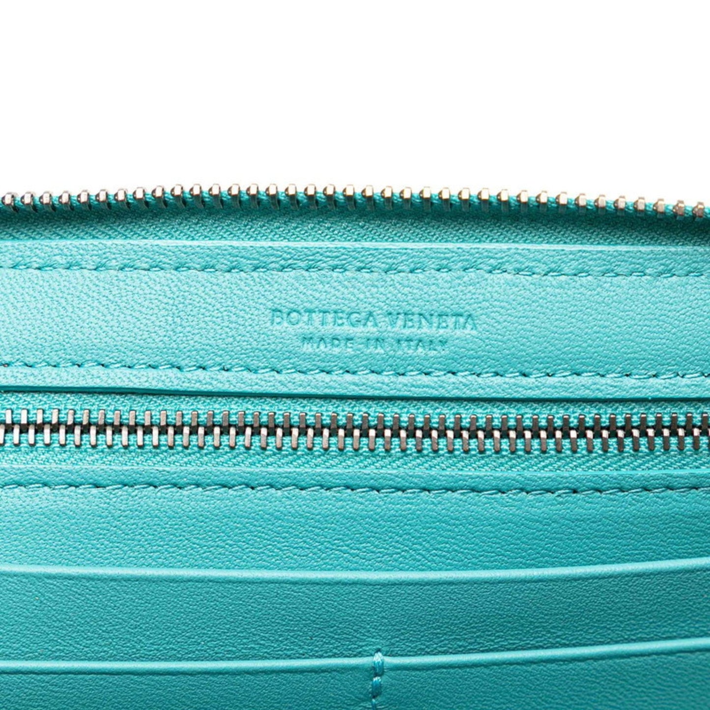 Bottega Veneta Intrecciato, Turquoise, Leather, wallet